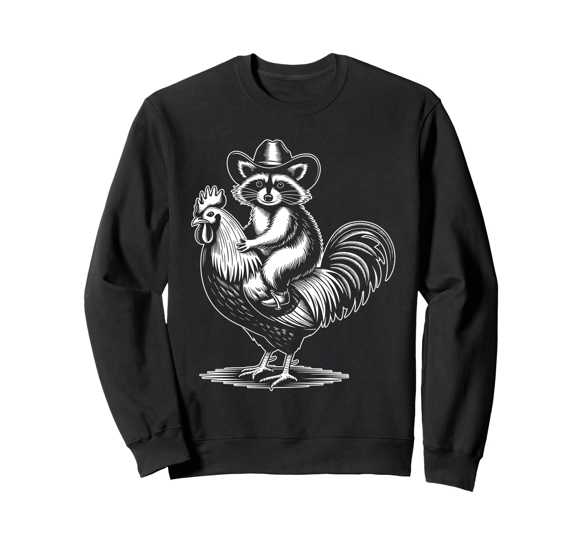 Raccoon Cowboy Cowgirl Rooster Sweatshirt - Streetwear Style Men Women - T-Shirt, Sweatshirt, Hoodie
