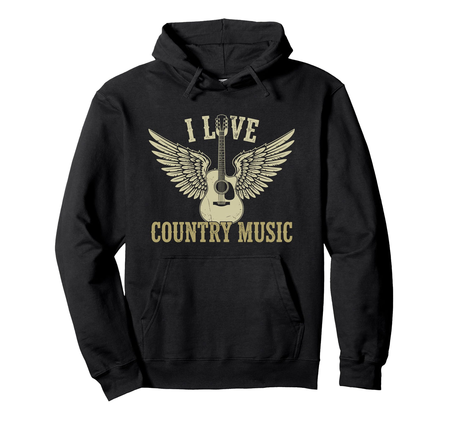 I Love Country Music Winged Guitar Hoodie - Graphic Print Men Women - T-Shirt, Sweatshirt, Hoodie