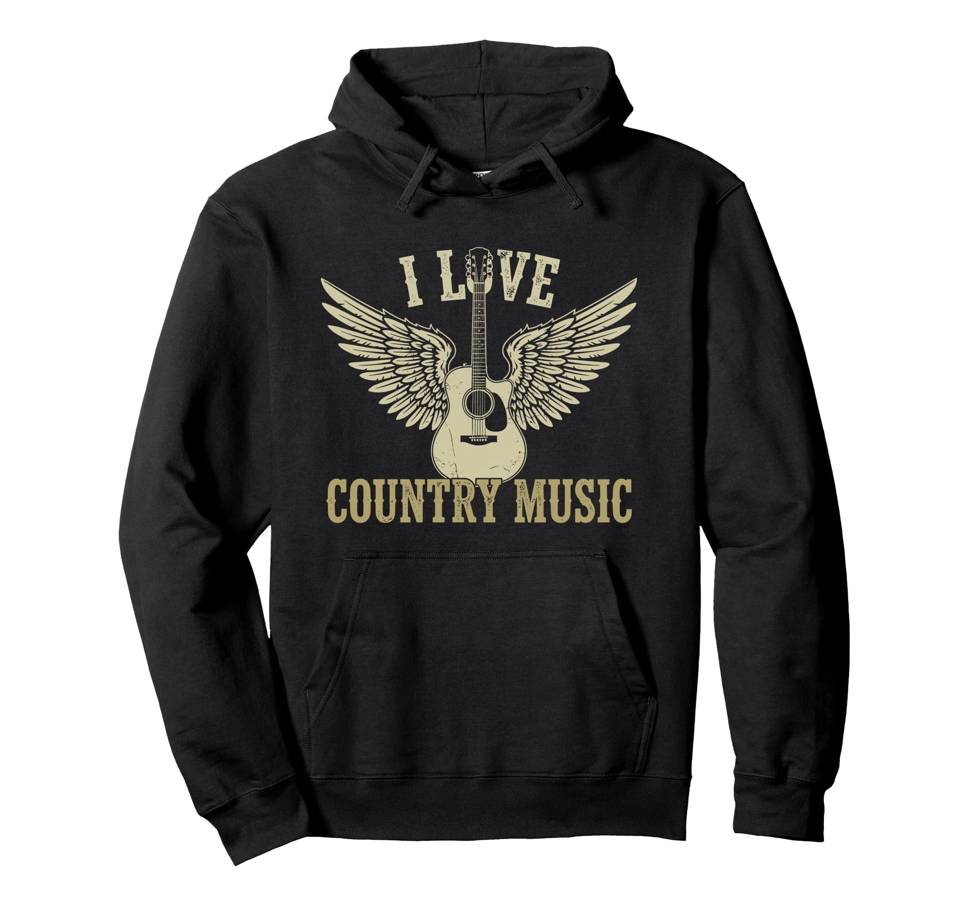 I Love Country Music Winged Guitar Hoodie - Graphic Print Men Women - T-Shirt, Sweatshirt, Hoodie