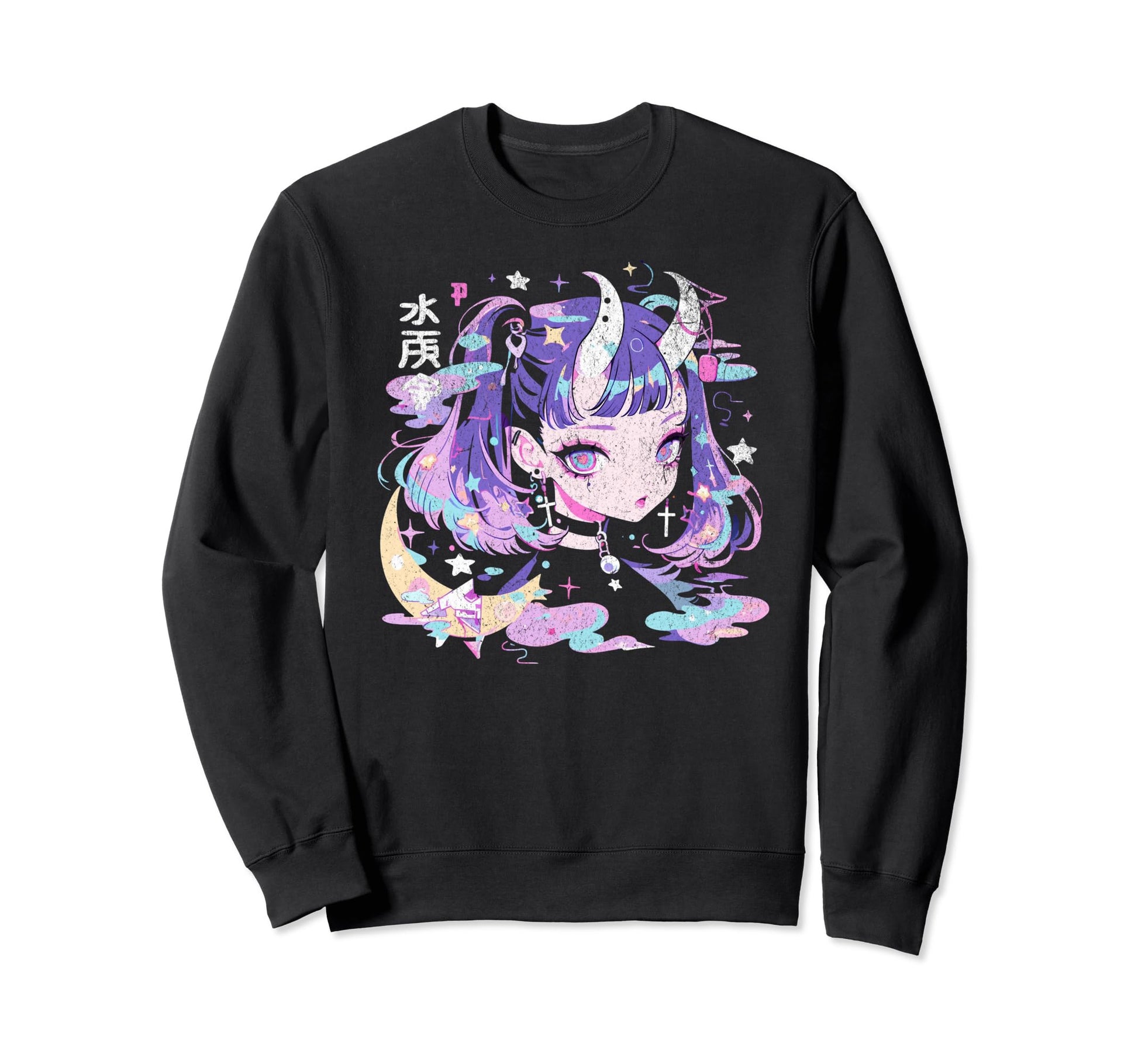 Goth Grunge Demon Anime Waifu Sweatshirt - Aesthetic Graphic Men Women - T-Shirt, Sweatshirt, Hoodie