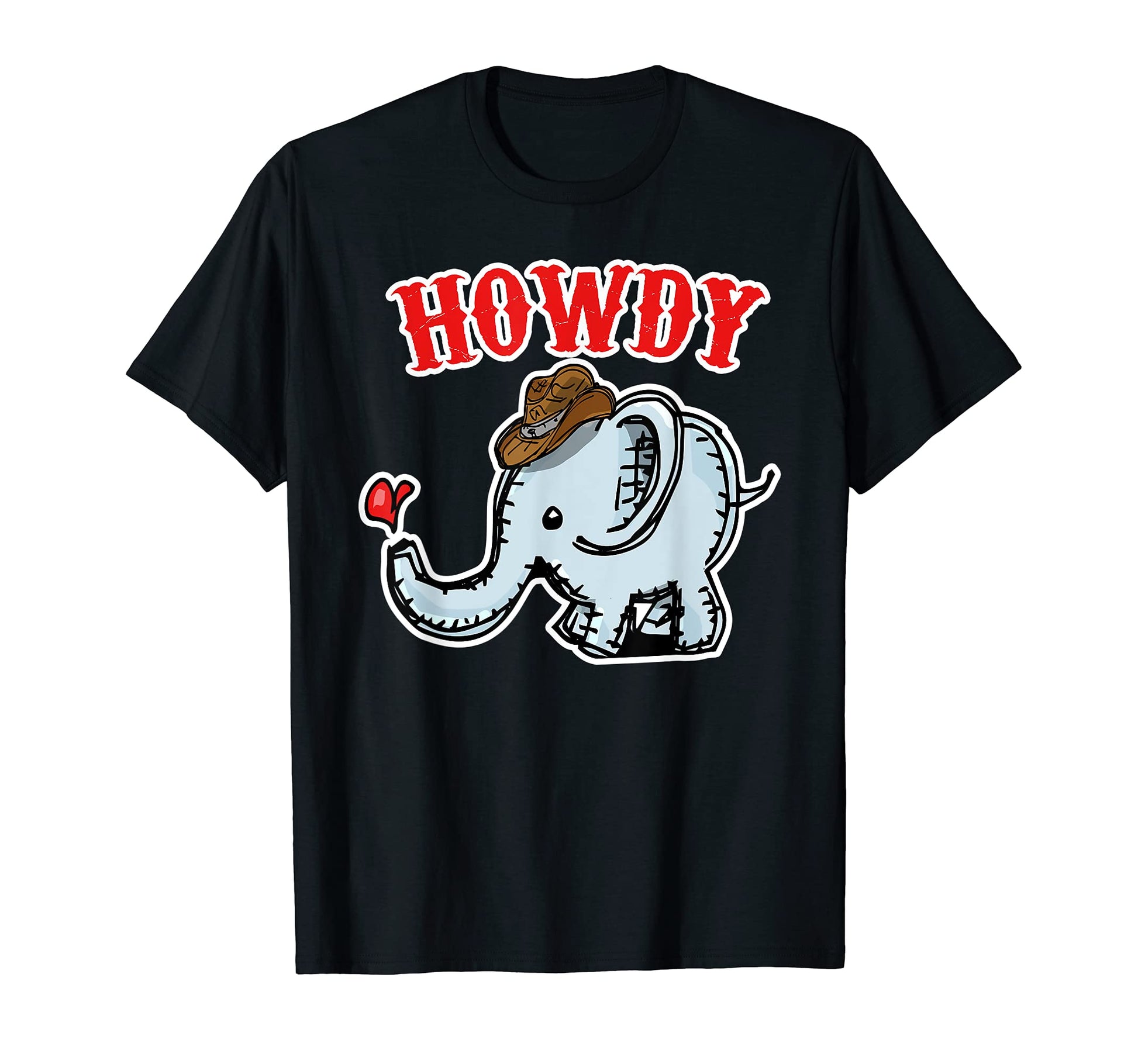 Western Howdy Elephant W Cowboy Hat T-Shirt - Novelty Apparel Men Women - T-Shirt, Sweatshirt, Hoodie