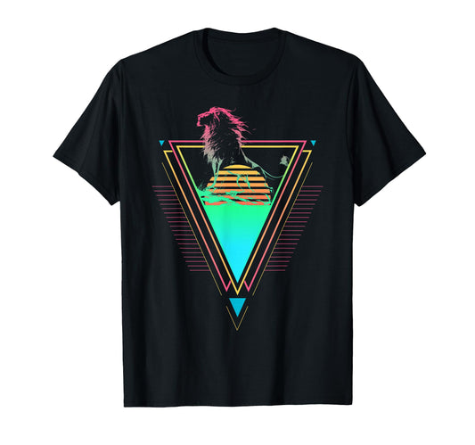 1980S 1990S Synthwave Lion Sunset Beach T-Shirt - Trendy Graphic Men Women - T-Shirt, Sweatshirt, Hoodie