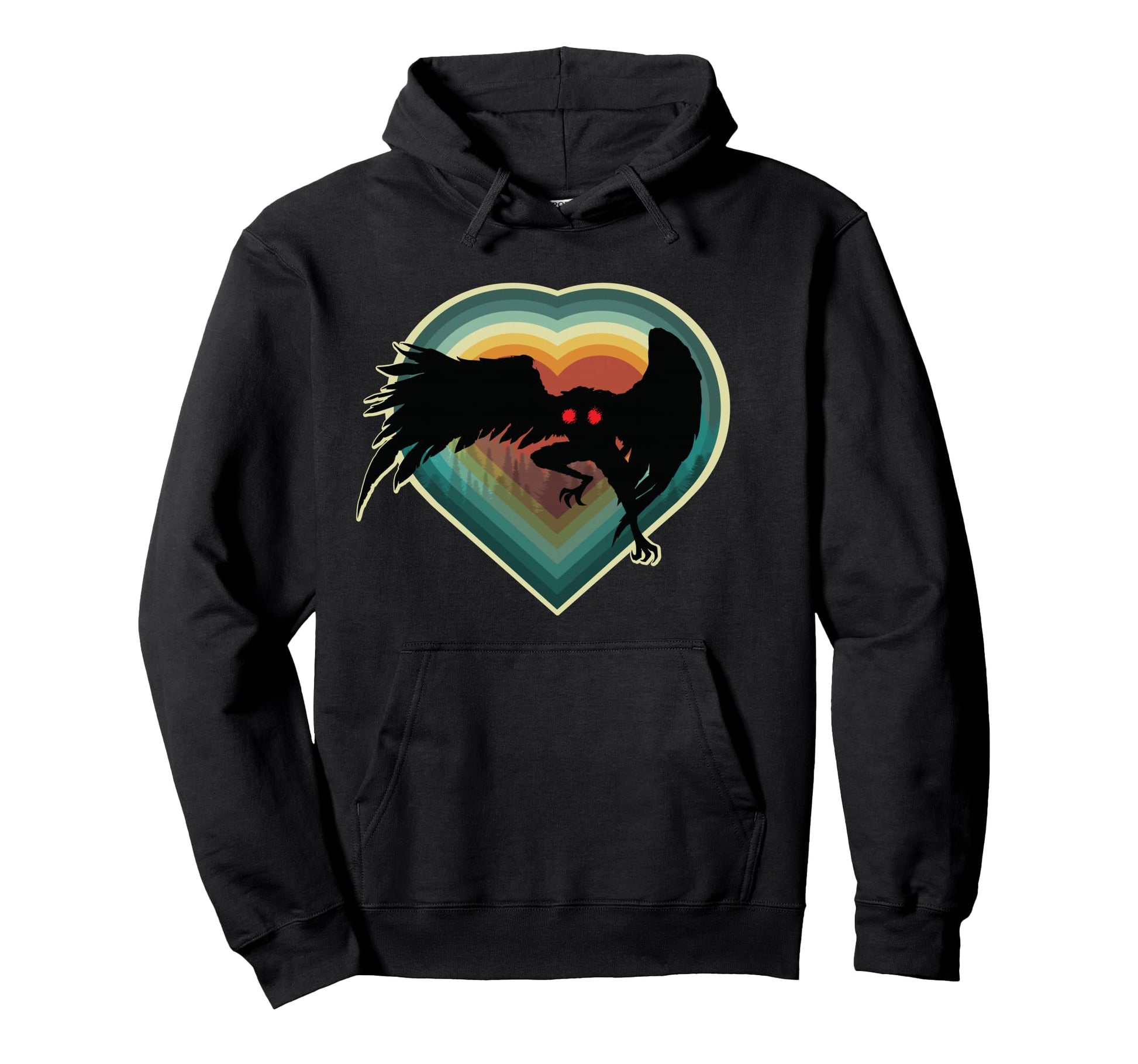 Mothman Heart West Virginia Cryptid Hoodie - Custom Art Print Unisex - T-Shirt, Sweatshirt, Hoodie