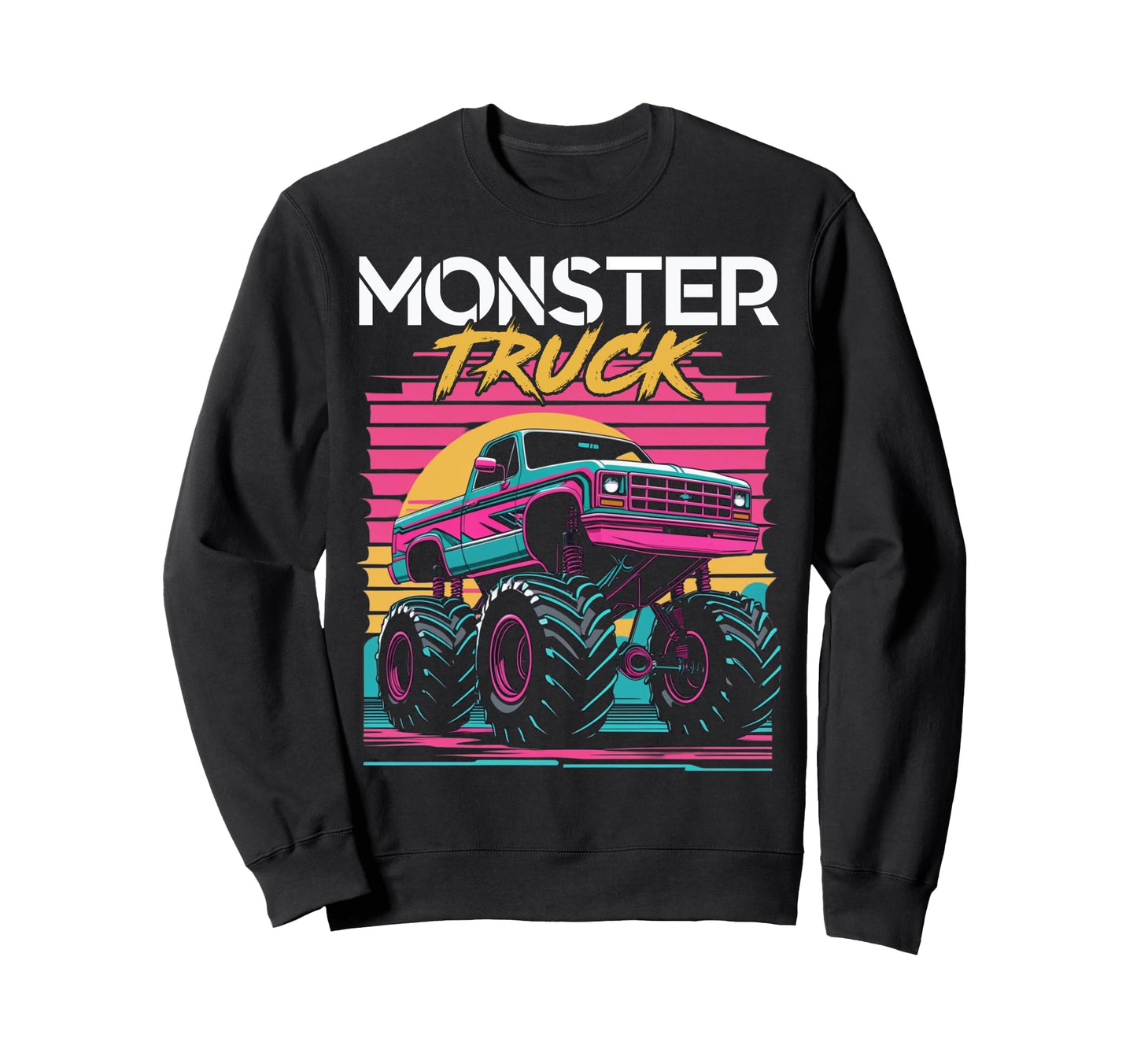 Vaporwave Aesthetic Monster Truck Sweatshirt - Minimalist Print Unisex - T-Shirt, Sweatshirt, Hoodie