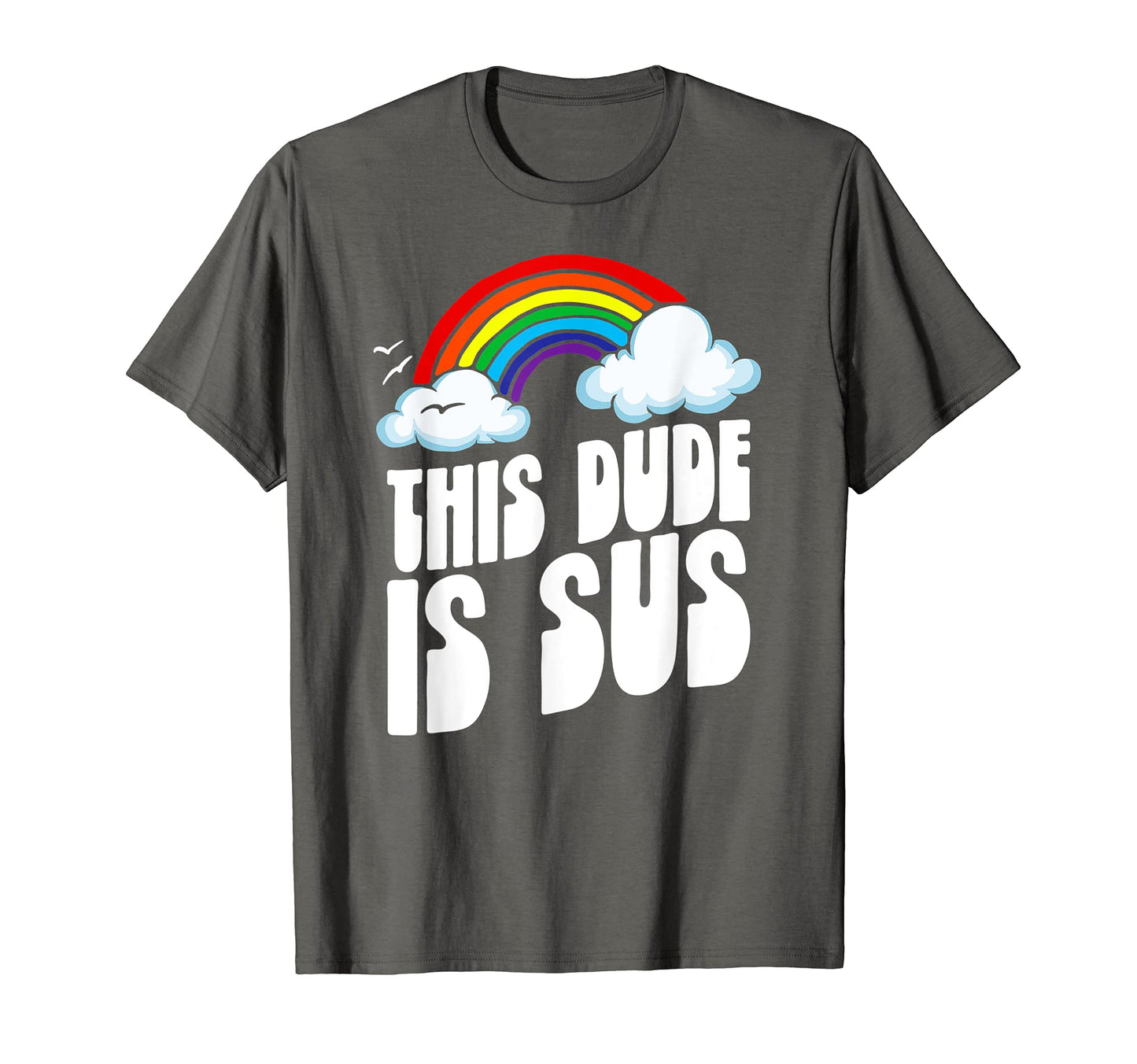 This Dude Is Sus Funny Rainbow T-Shirt - Fun Novelty Design for Adults - T-Shirt, Sweatshirt, Hoodie
