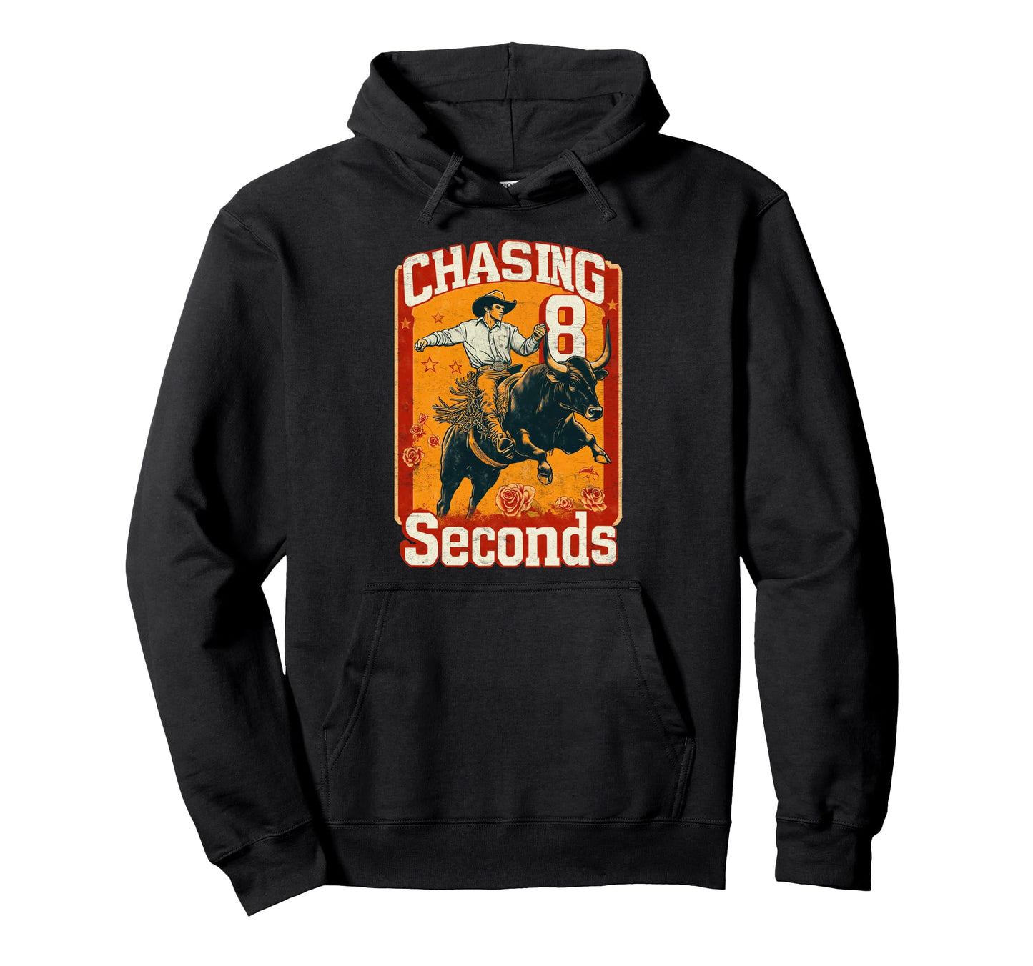 Mens Rodeo Chasing 8 Seconds Cowboy Bull Hoodie - Minimalist Print Unisex - T-Shirt, Sweatshirt, Hoodie