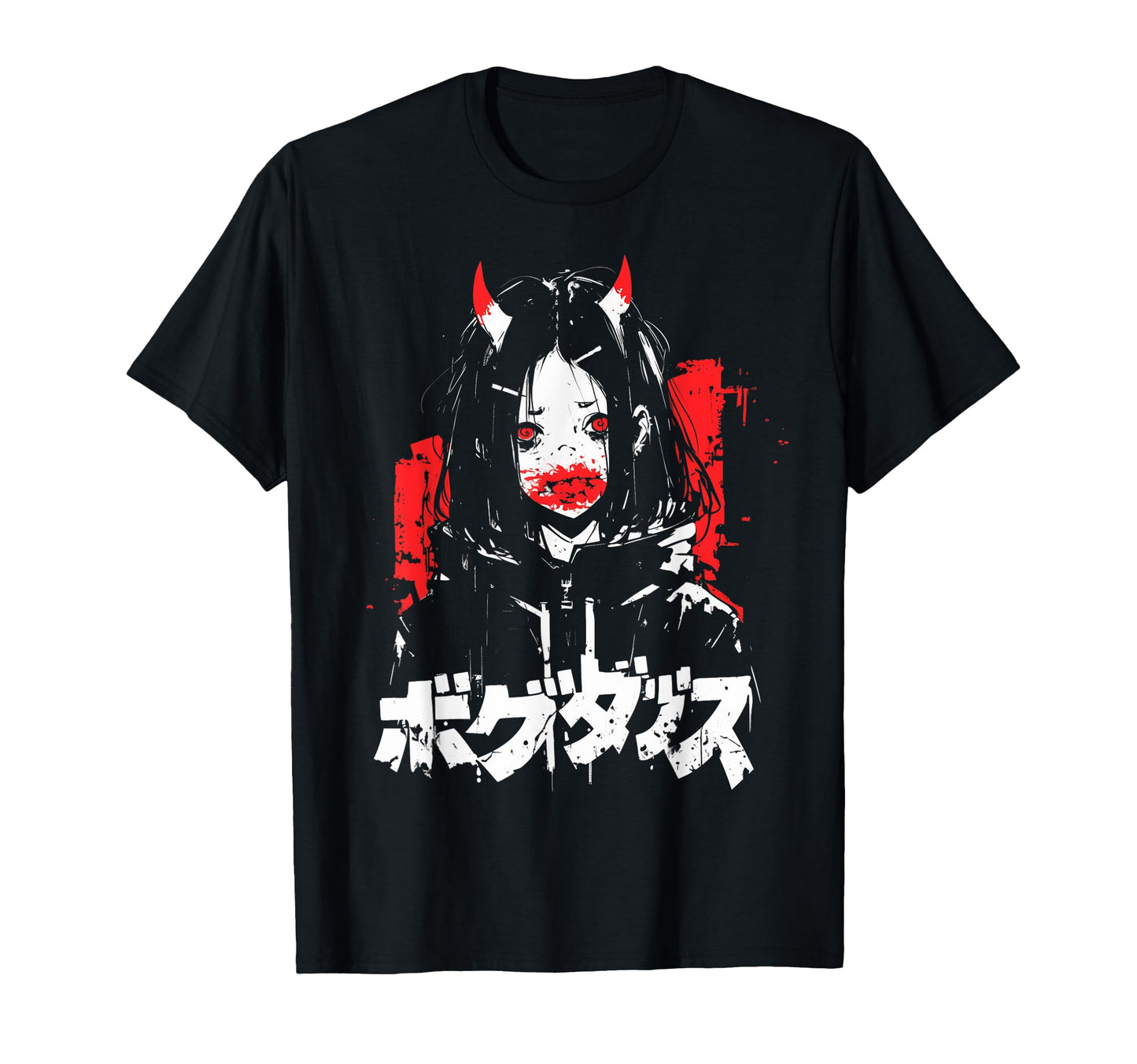 Goth Grunge Demon Anime Waifu Horror T-Shirt - Minimalist Print Men Women - T-Shirt, Sweatshirt, Hoodie