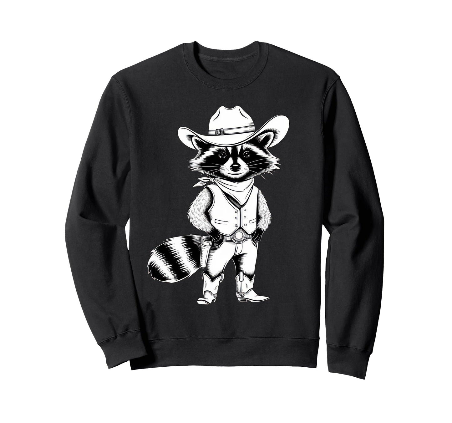 Raccoon Cowboy Cowgirl Trash Panda Sweatshirt - Novelty Apparel Unisex - T-Shirt, Sweatshirt, Hoodie