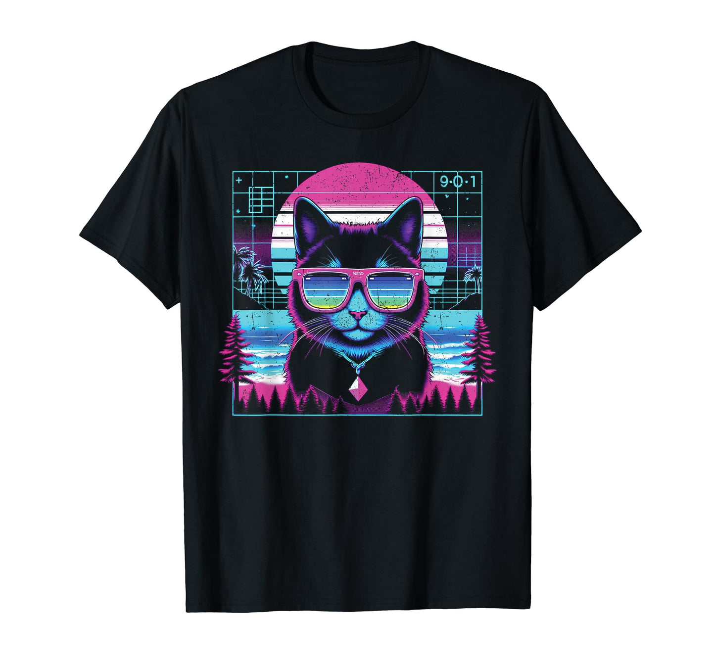 Cat Sunglasses Vaporwave Aesthetic Anime T-Shirt - Unique Graphic Unisex - T-Shirt, Sweatshirt, Hoodie