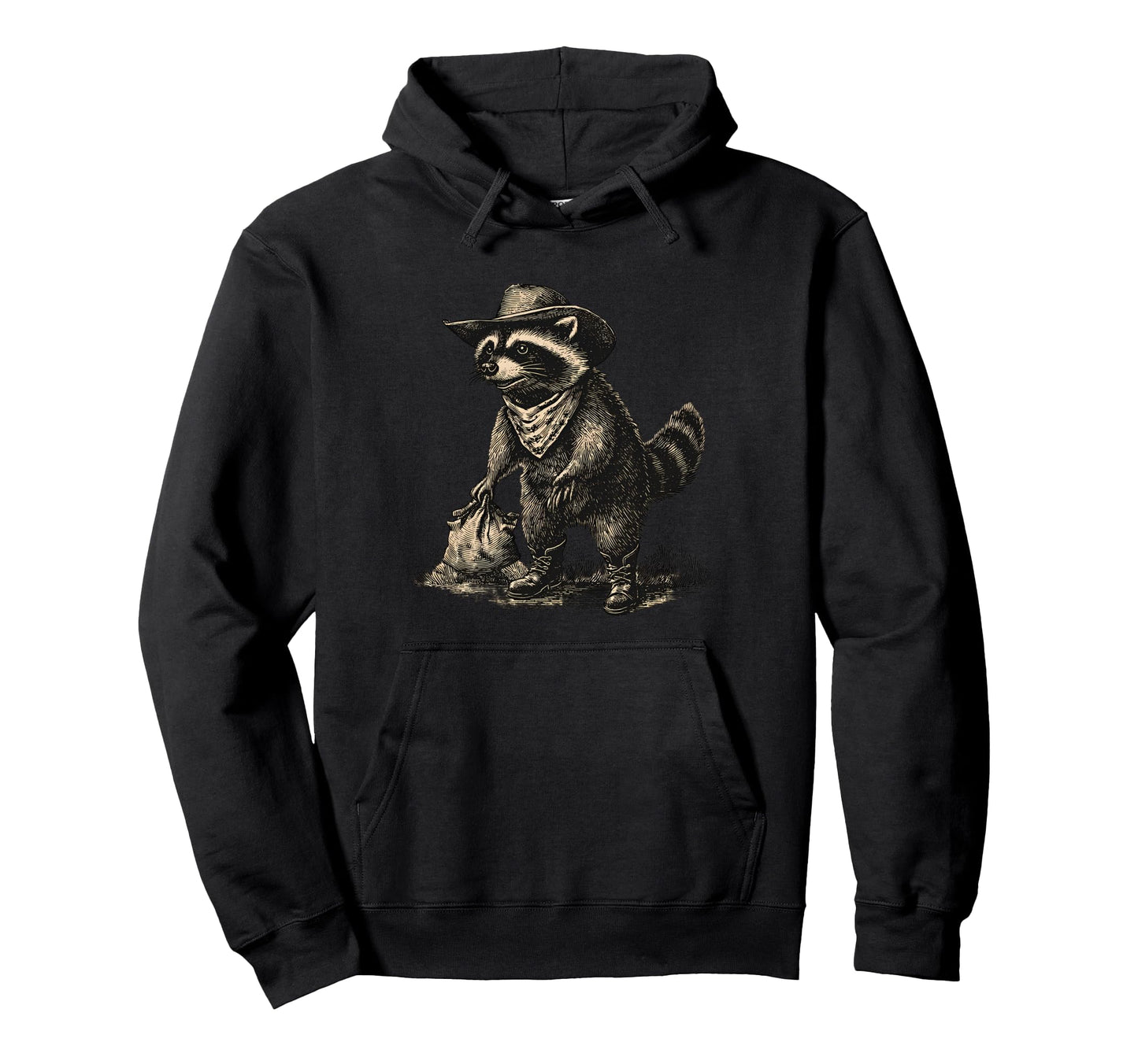 Raccoon Cowboy Rodeo Cowgirl Hoodie - Fun Novelty Design for Adults - T-Shirt, Sweatshirt, Hoodie