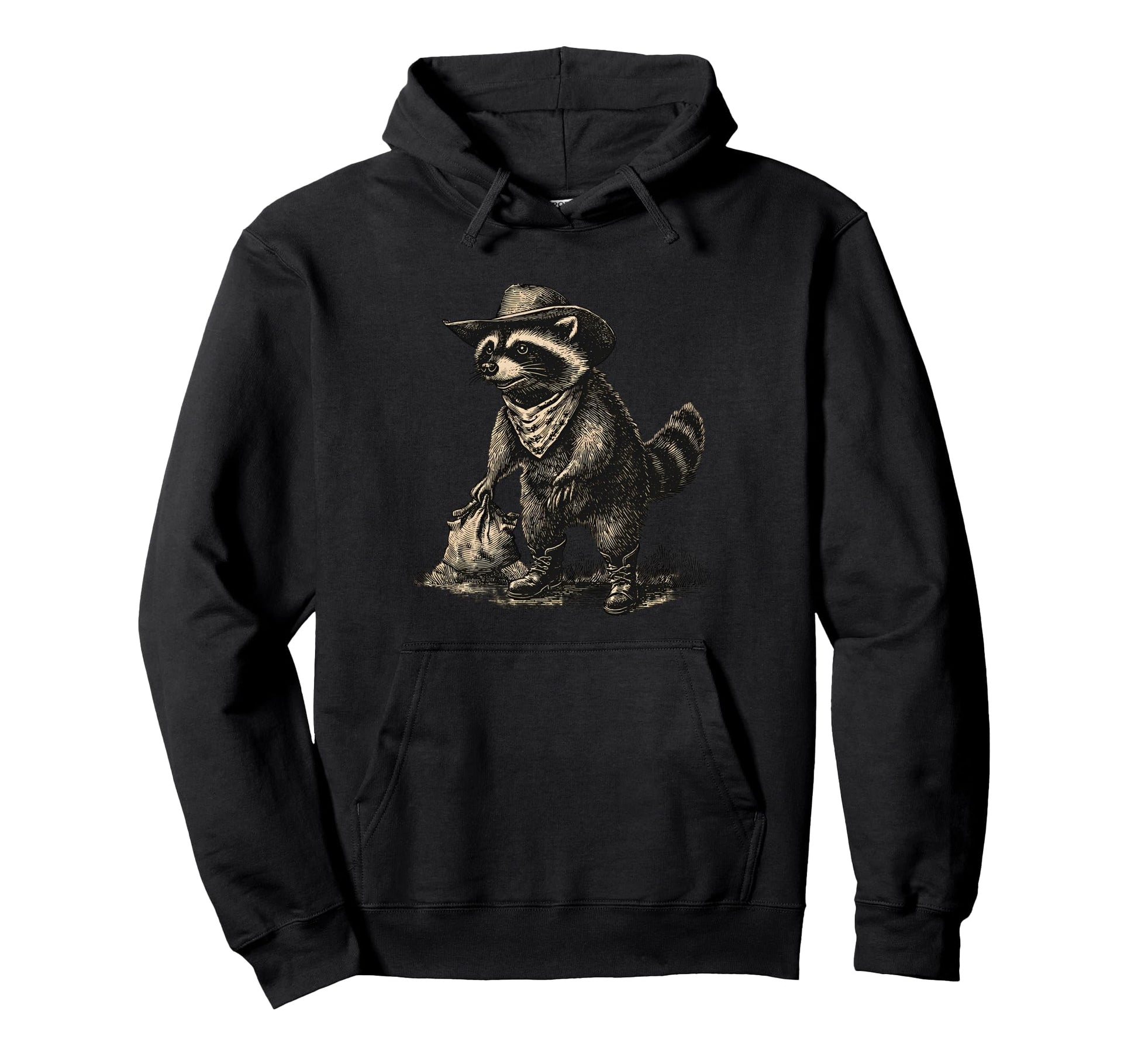 Raccoon Cowboy Rodeo Cowgirl Hoodie - Fun Novelty Design for Adults - T-Shirt, Sweatshirt, Hoodie