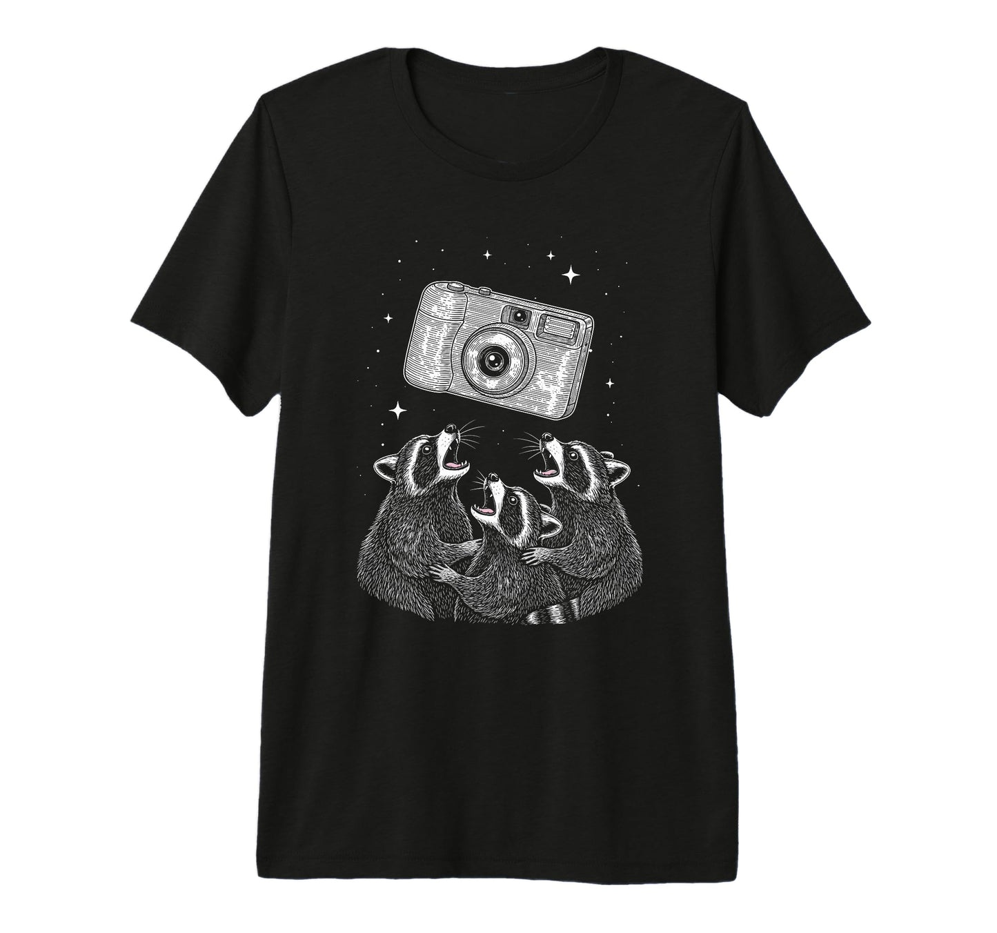 Photo Raccoon Camera Night Scene Tri T-Shirt - Graphic Print Men Women - T-Shirt, Sweatshirt, Hoodie