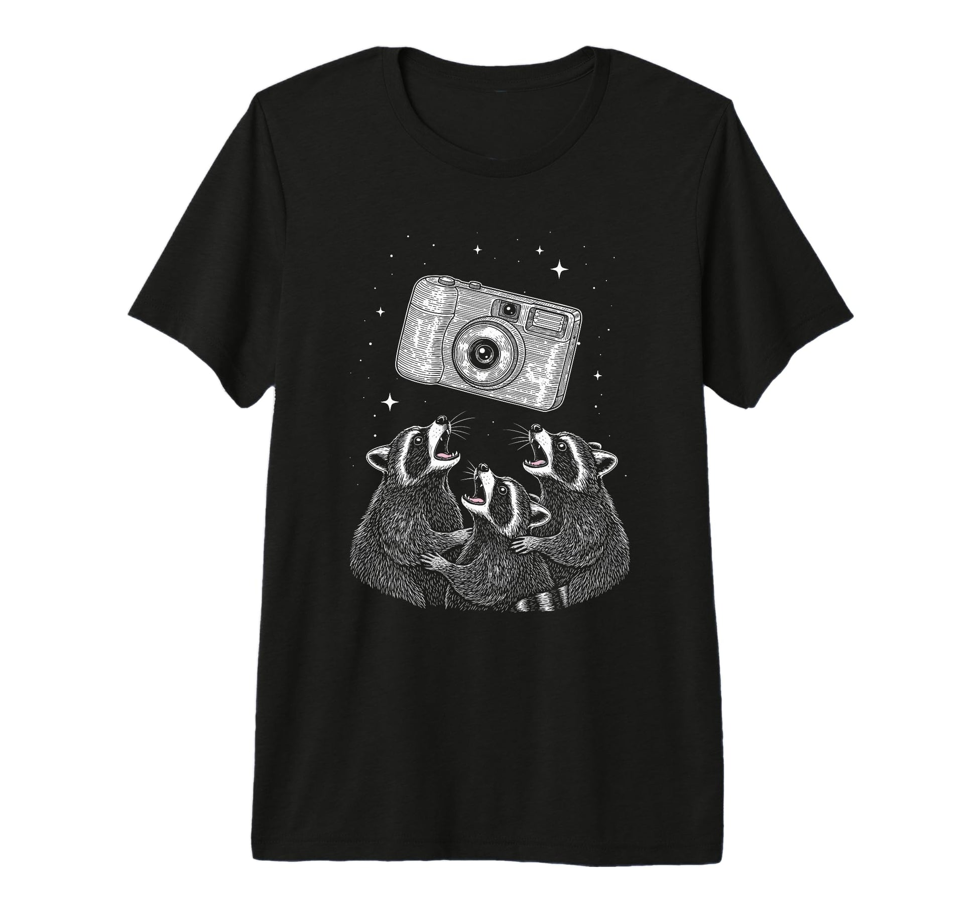 Photo Raccoon Camera Night Scene Tri T-Shirt - Graphic Print Men Women - T-Shirt, Sweatshirt, Hoodie