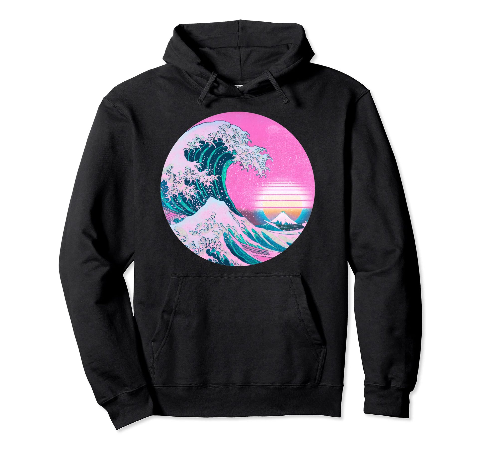 Vaporwave Aesthetic Great Wave Off Hoodie - Custom Art Print Unisex - T-Shirt, Sweatshirt, Hoodie