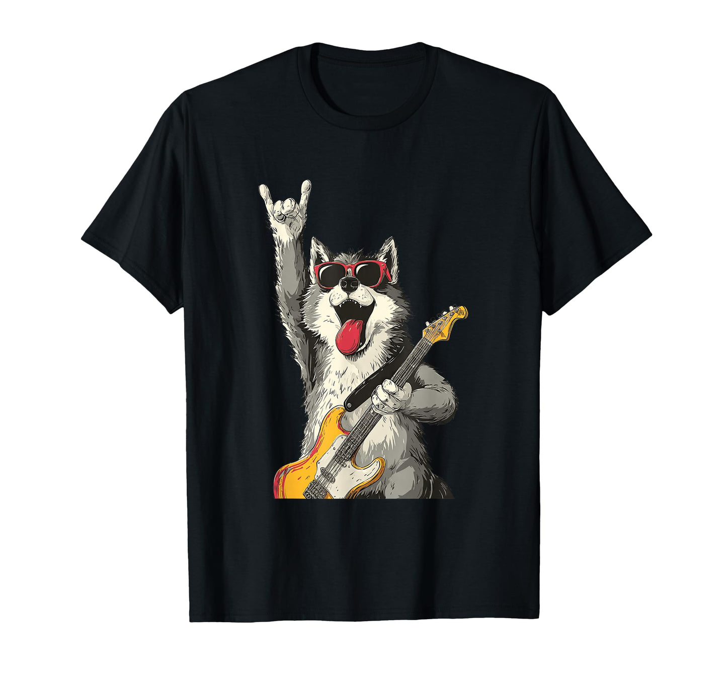 Wolf Rocker Funny Dog Music Lover Playful T-Shirt - Novelty Apparel Unisex - T-Shirt, Sweatshirt, Hoodie