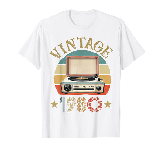 1980 Born 1980 Sunset Vinyl Record T-Shirt - Trendy Graphic for Adults - T-Shirt, Sweatshirt, Hoodie