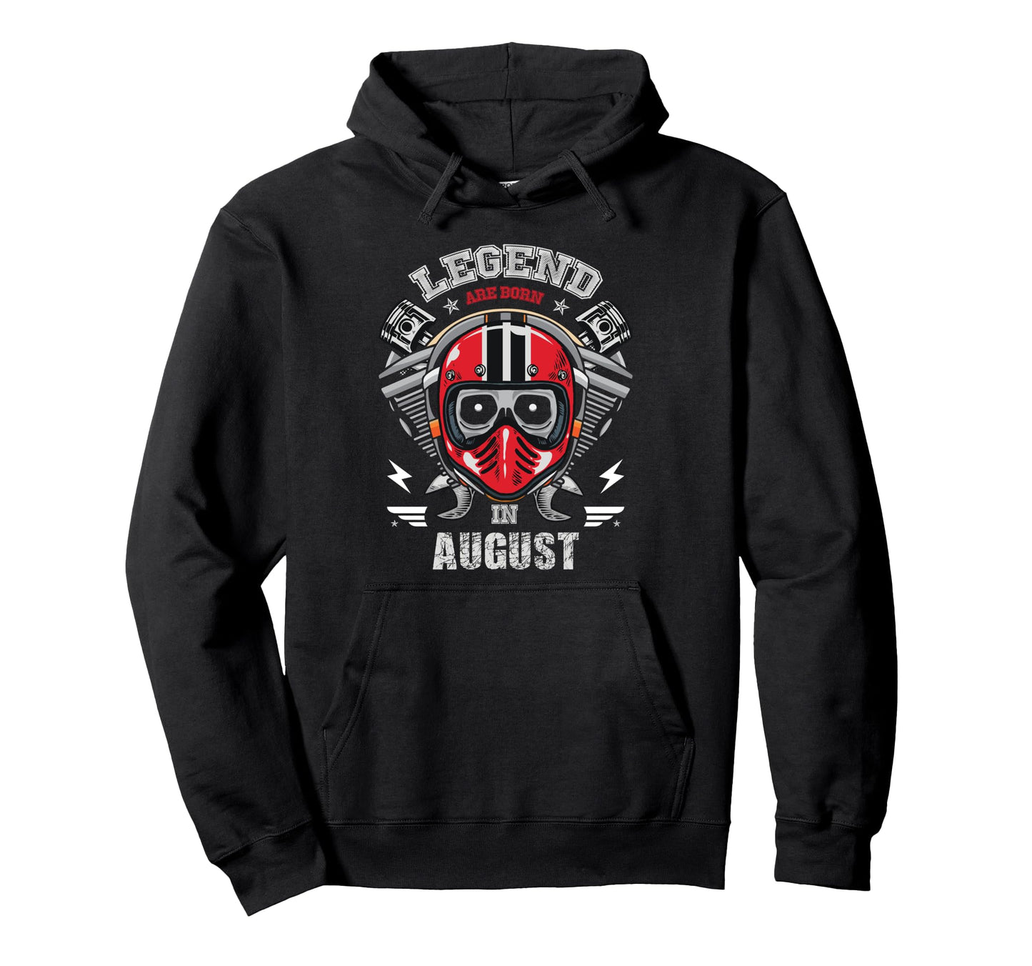 Biker Born August Motorcycle Birthday Hoodie - Aesthetic Graphic Unisex - T-Shirt, Sweatshirt, Hoodie