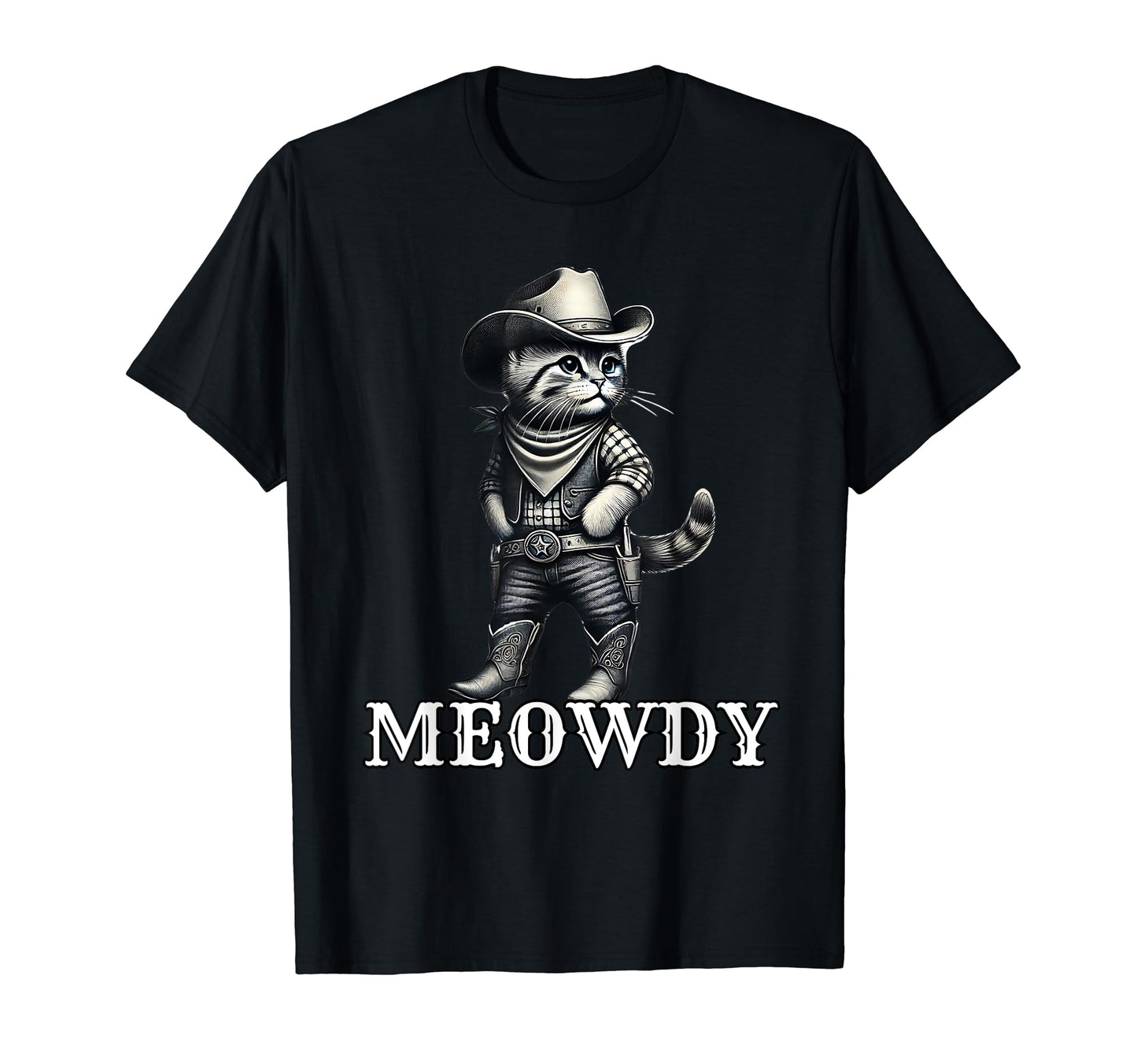 Meowdy Funny Cat Wearing Cowboy Hat T-Shirt - Aesthetic Graphic for Adults - T-Shirt, Sweatshirt, Hoodie