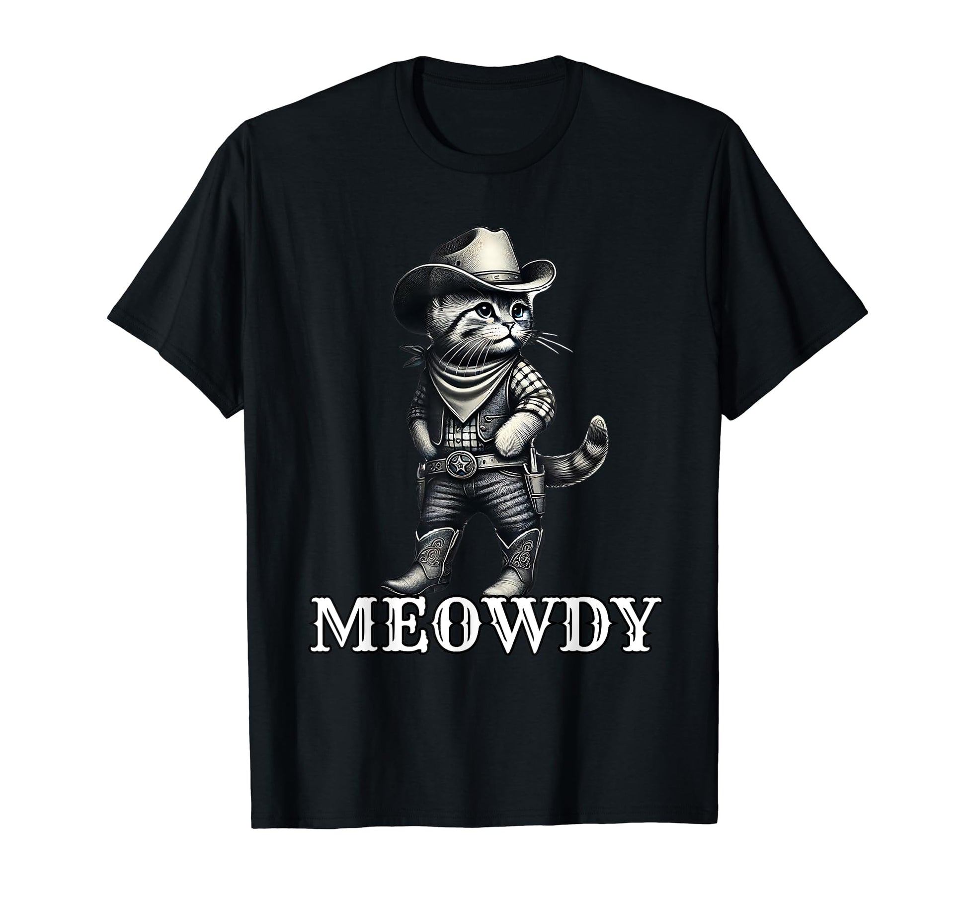 Meowdy Funny Cat Wearing Cowboy Hat T-Shirt - Aesthetic Graphic for Adults - T-Shirt, Sweatshirt, Hoodie