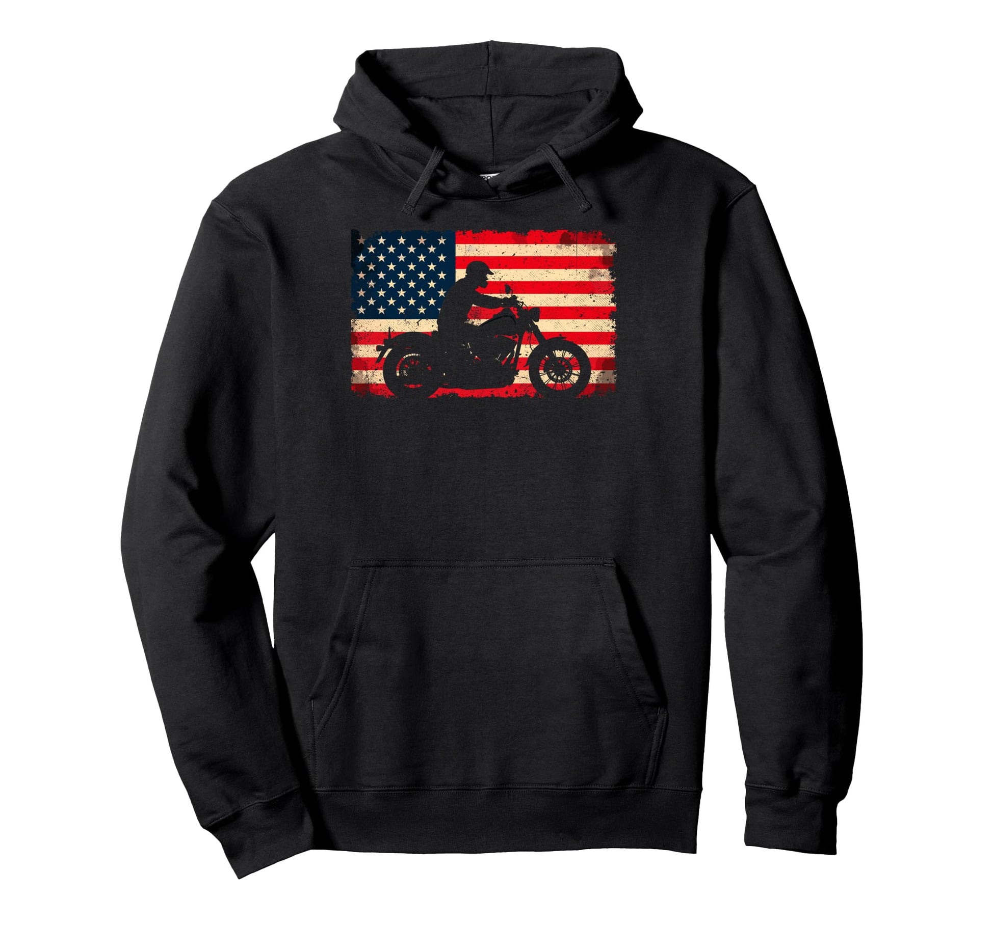 Us Flag Biker Riding Lover Motorcycle Hoodie - Streetwear Style Unisex - T-Shirt, Sweatshirt, Hoodie