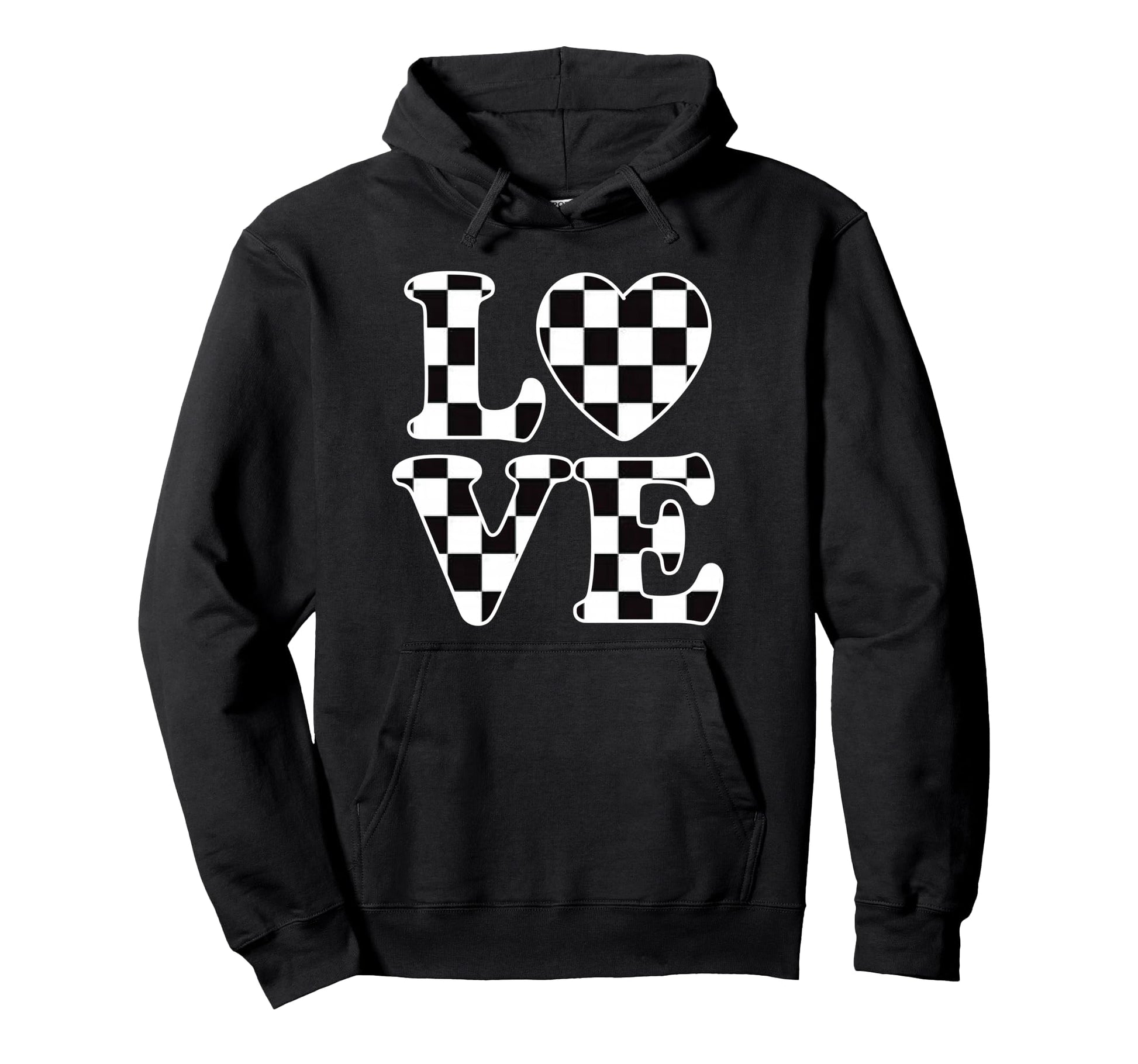 Checkered Flag Racing Car Racer Auto Hoodie - Unique Graphic Men Women - T-Shirt, Sweatshirt, Hoodie