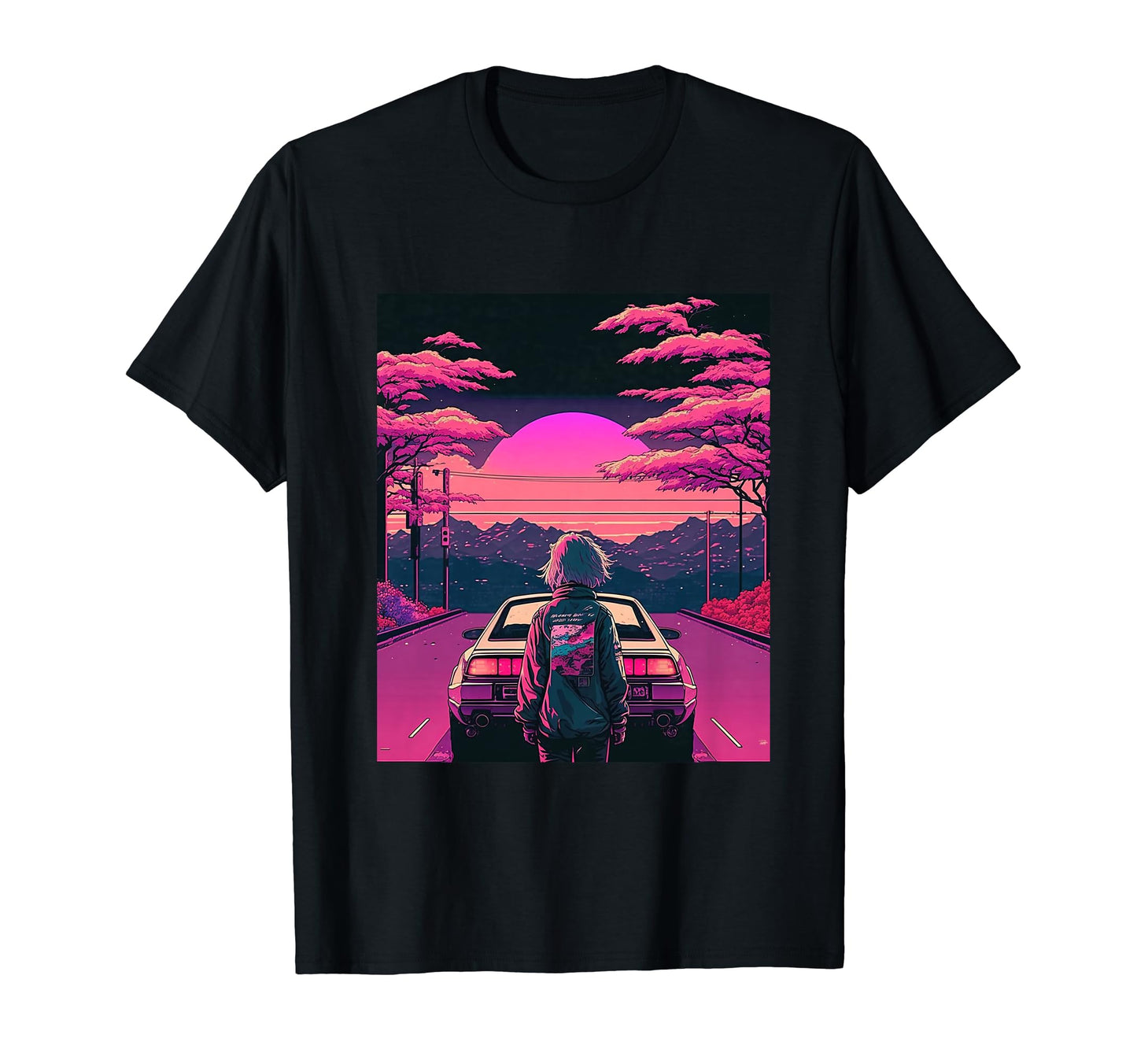 Aesthetic Sunset Japanese T-Shirt - Fun Novelty Design for Adults - T-Shirt, Sweatshirt, Hoodie