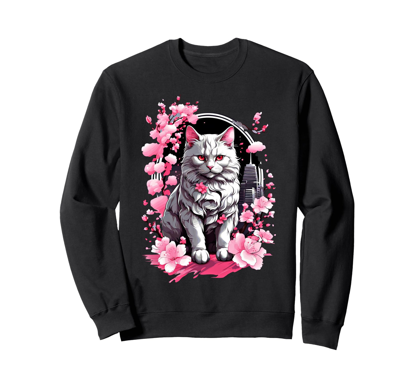Anime Cat Japanese Vaporwave Sweatshirt - Aesthetic Graphic Men Women - T-Shirt, Sweatshirt, Hoodie