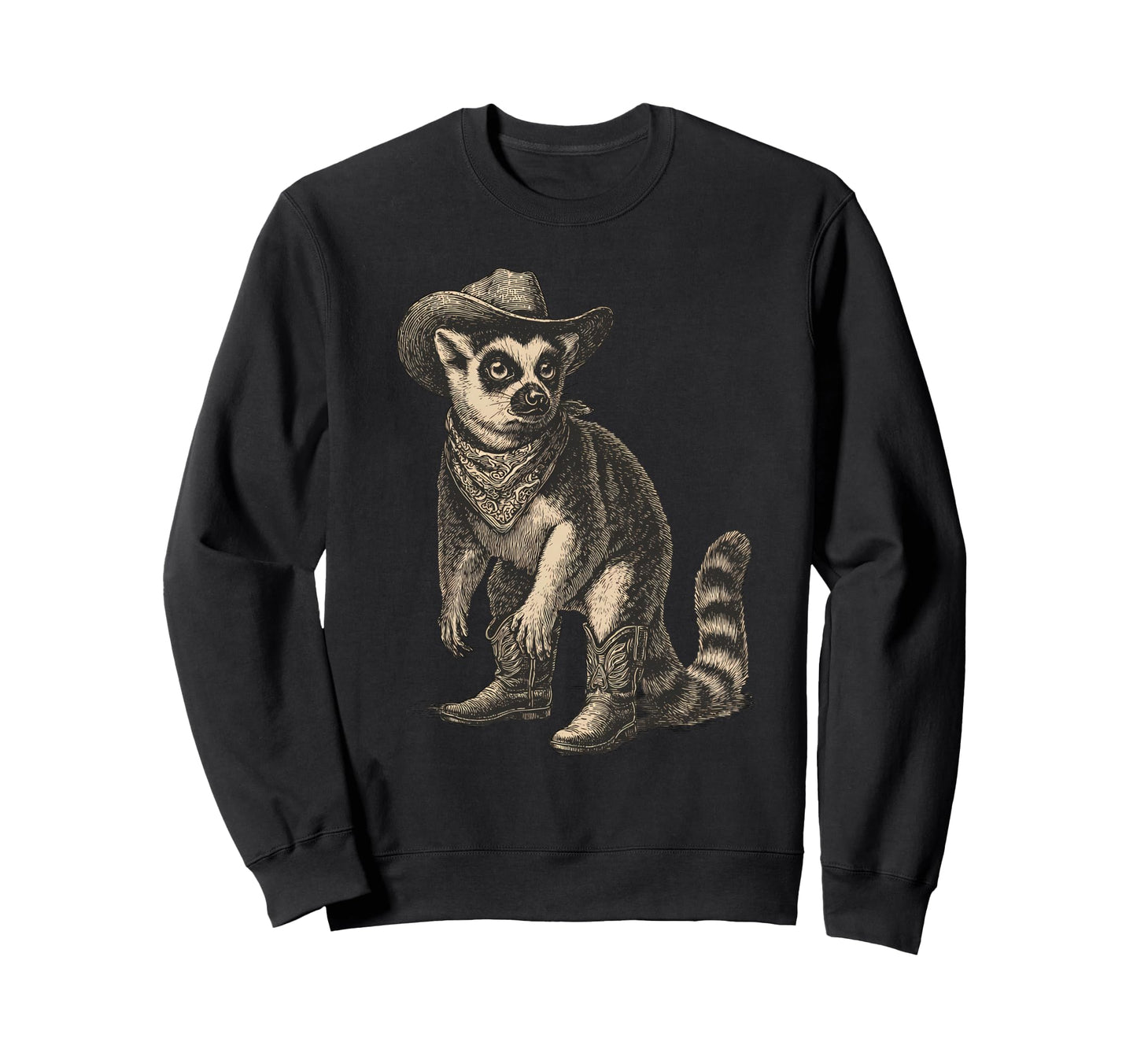 Country Cowboy Lemur Rodeo Sweatshirt - Streetwear Style for Adults - T-Shirt, Sweatshirt, Hoodie