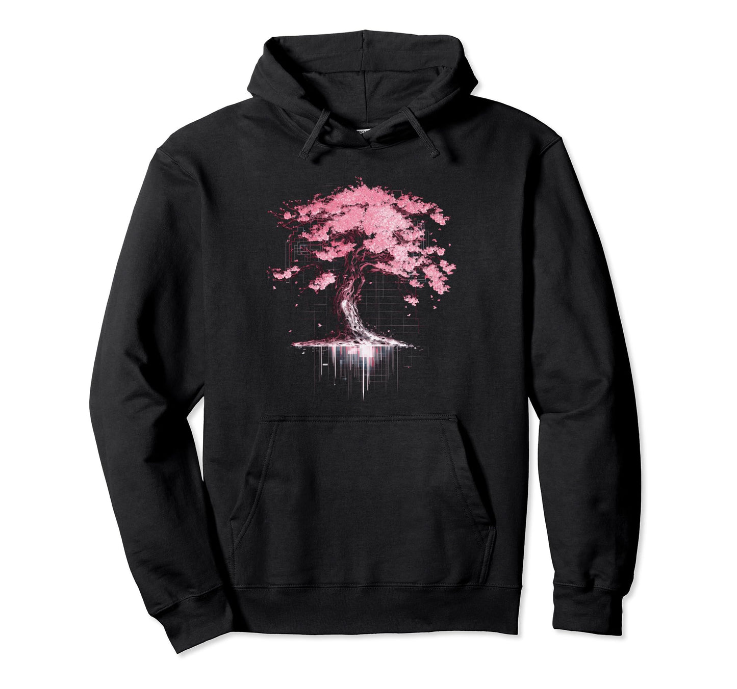 Japanese Cherry Blossom Vaporwave Hoodie - Fun Novelty Design for Adults - T-Shirt, Sweatshirt, Hoodie