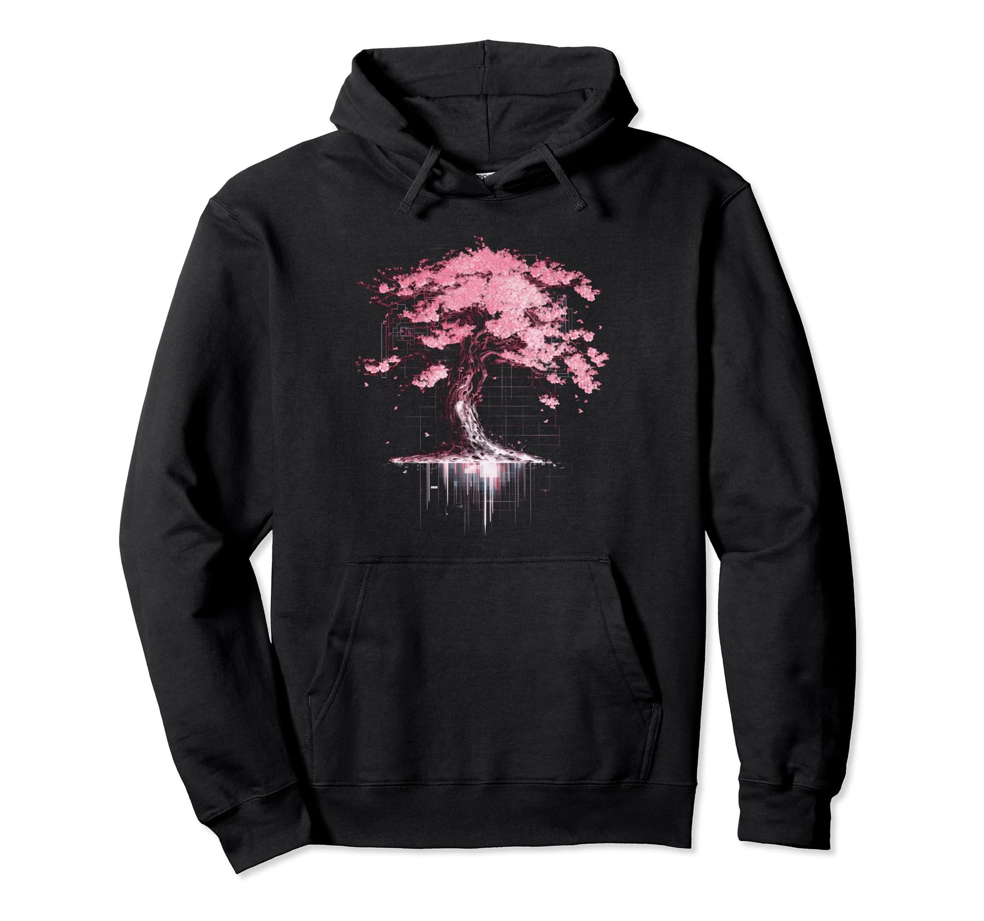 Japanese Cherry Blossom Vaporwave Hoodie - Fun Novelty Design for Adults - T-Shirt, Sweatshirt, Hoodie