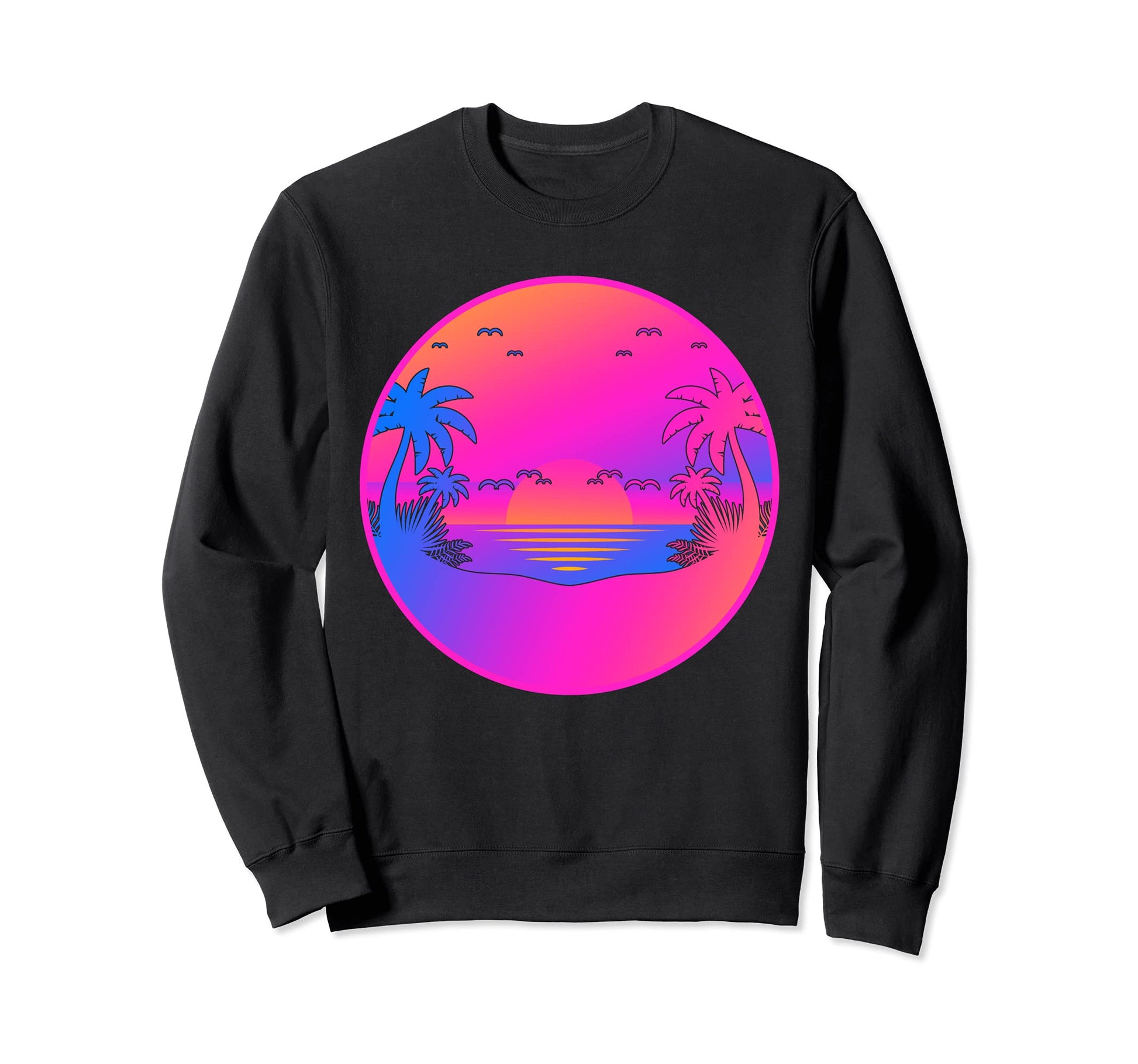 90S Art 80S Aesthetic Sunset Palm Trees Sweatshirt - Unique Graphic Unisex - T-Shirt, Sweatshirt, Hoodie