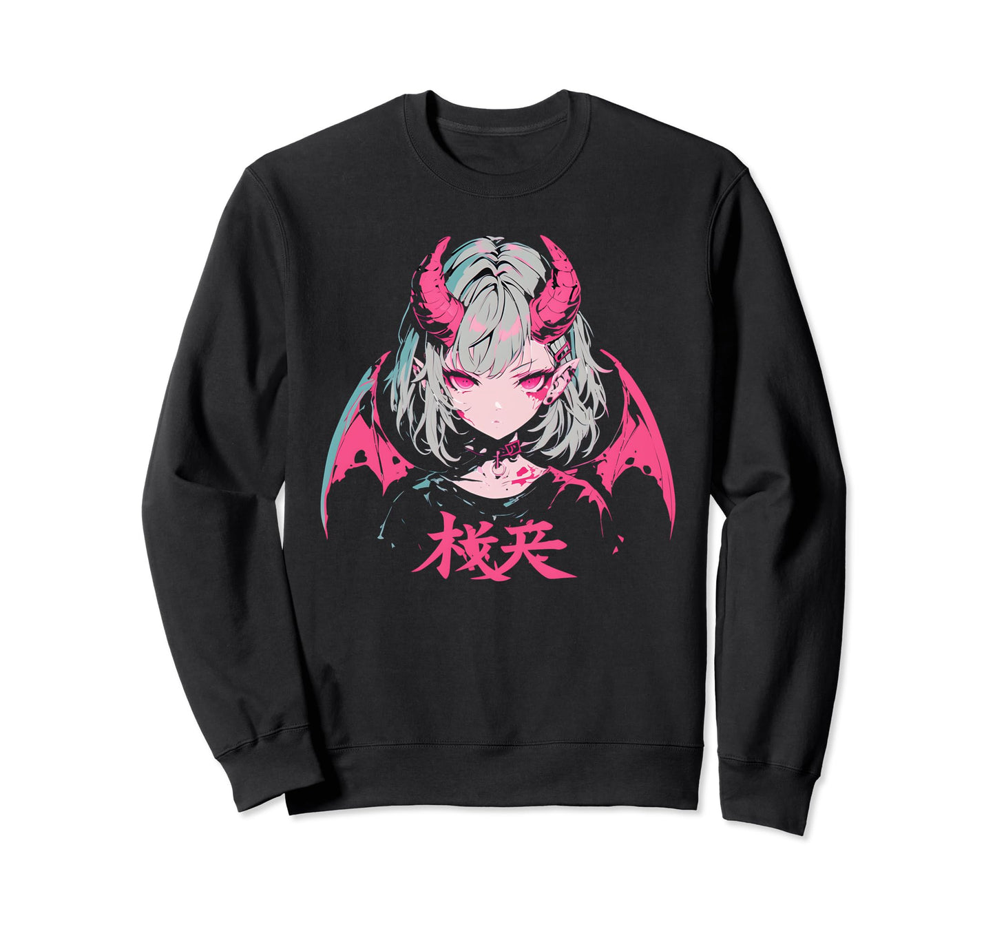 Goth Grunge Demon Anime Waifu Horror Sweatshirt - Unique Graphic Men Women - T-Shirt, Sweatshirt, Hoodie