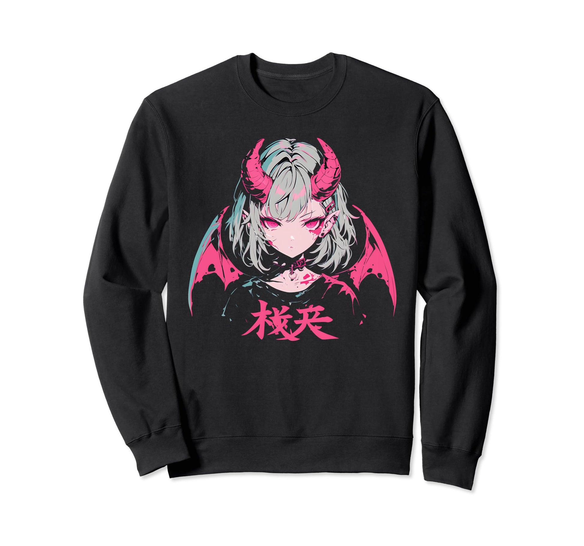 Goth Grunge Demon Anime Waifu Horror Sweatshirt - Unique Graphic Men Women - T-Shirt, Sweatshirt, Hoodie