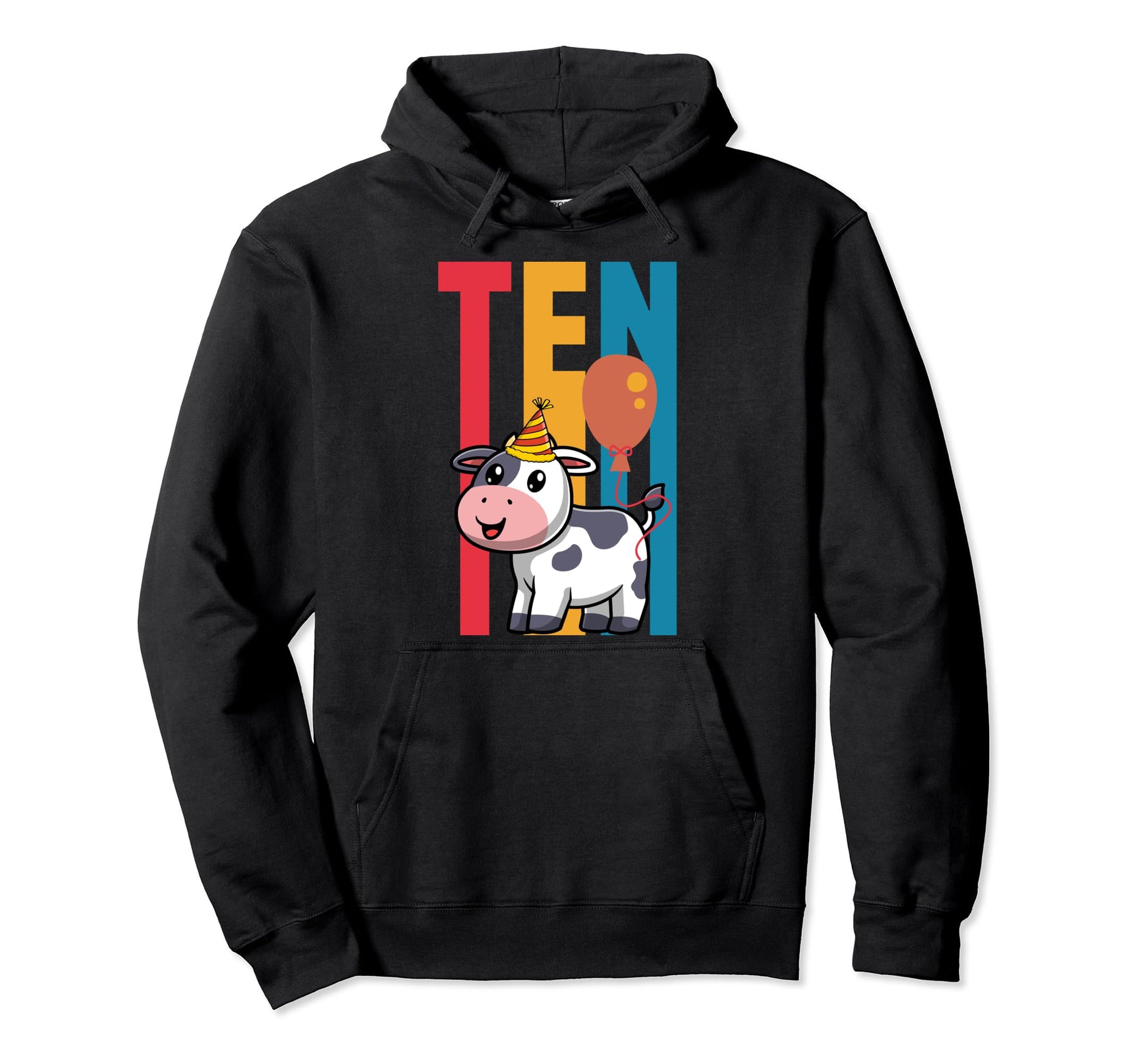Cow Birthday Party Supply 10 Year Old Hoodie - Minimalist Print Men Women - T-Shirt, Sweatshirt, Hoodie
