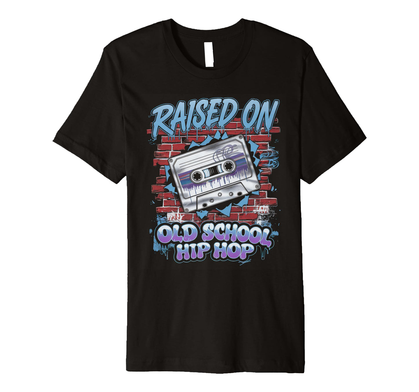Raised Old School Hip Hop Cassette T-Shirt - Minimalist Print for Adults - T-Shirt, Sweatshirt, Hoodie
