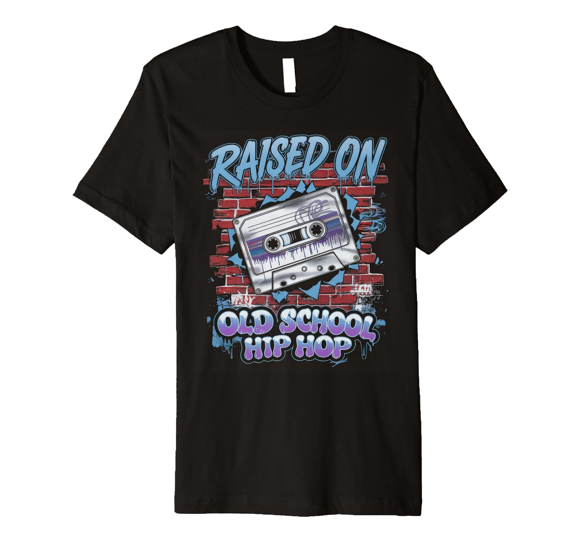 Raised Old School Hip Hop Cassette T-Shirt - Minimalist Print for Adults - T-Shirt, Sweatshirt, Hoodie