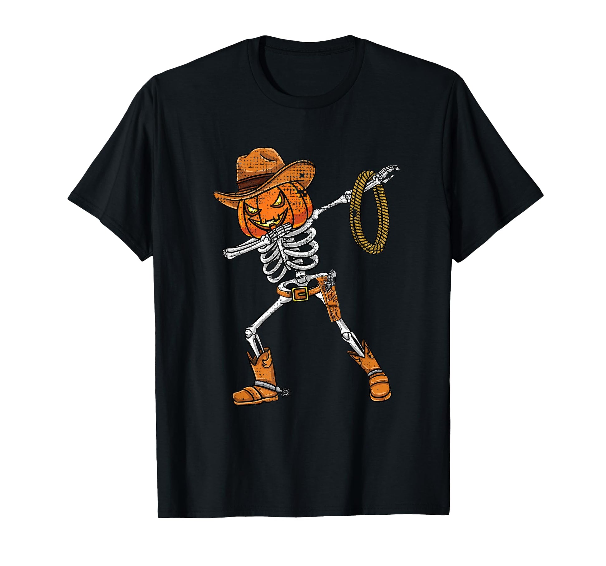 Dabbing Skeleton Cowboy Pumpkin T-Shirt - Trendy Graphic Men Women - T-Shirt, Sweatshirt, Hoodie