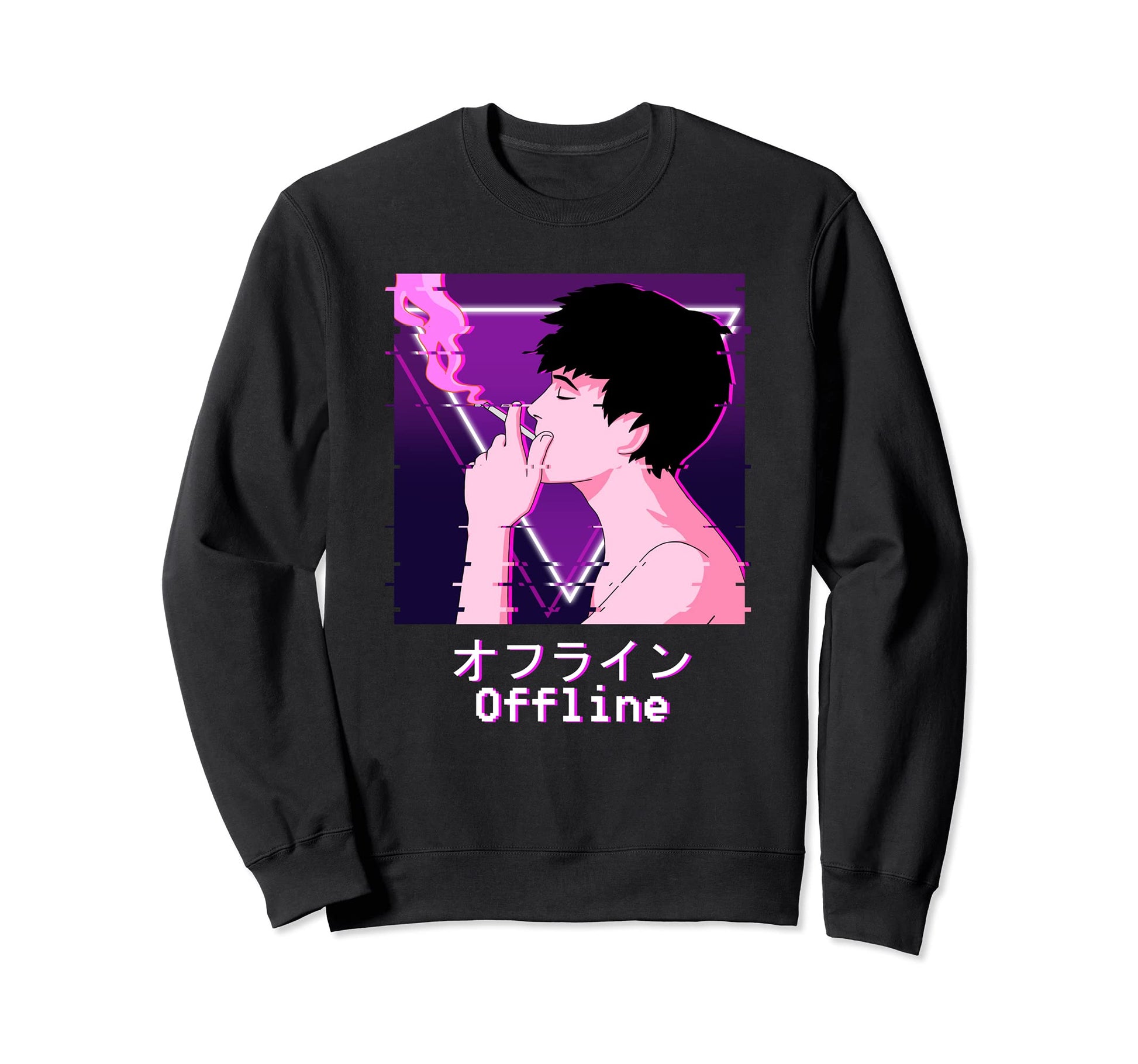 Vaporwave Aesthetic Glitch Smoking Sweatshirt - Fun Novelty Design Unisex - T-Shirt, Sweatshirt, Hoodie