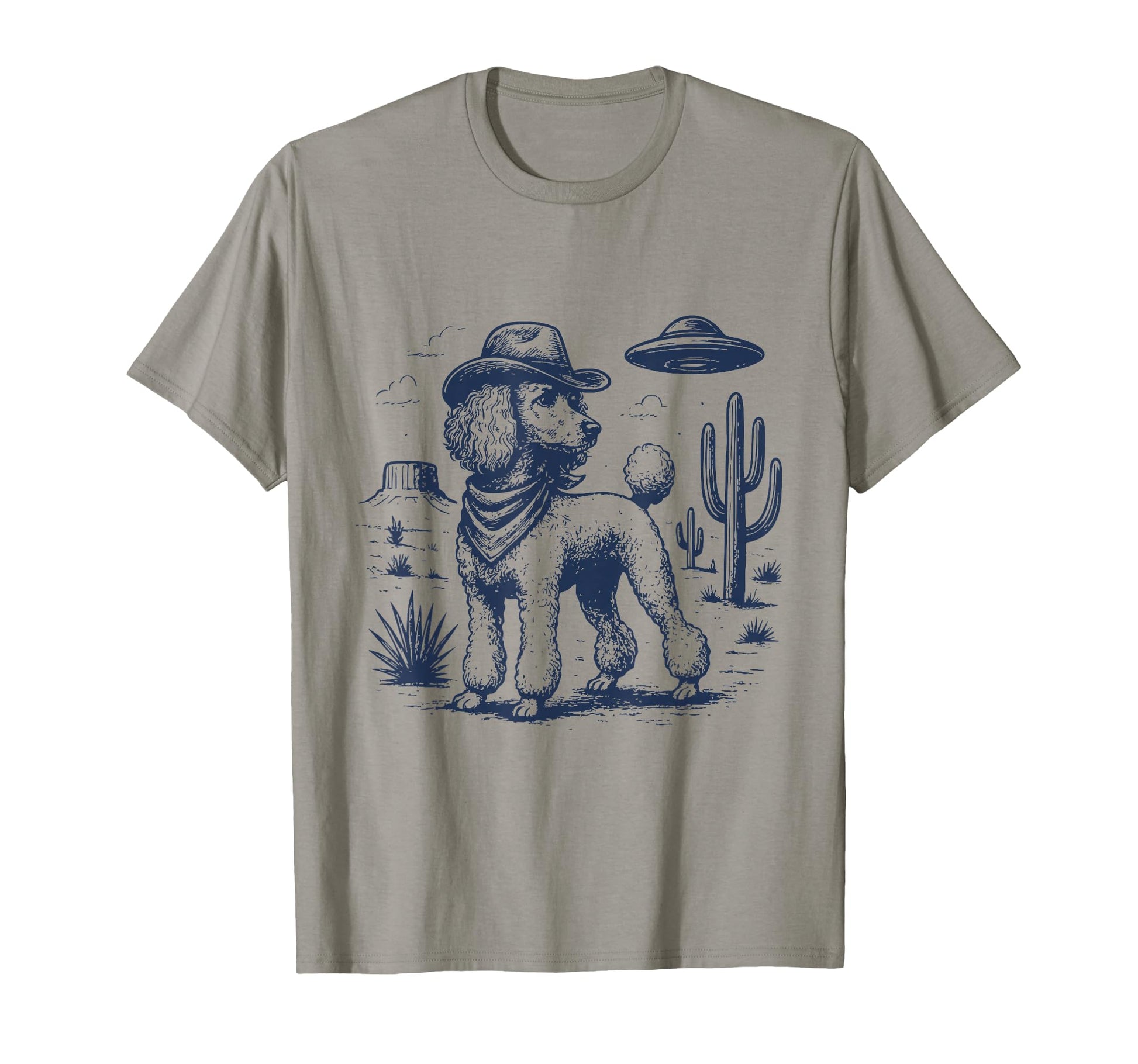 Poodle Dog Cowboy Ufo T-Shirt - Custom Art Print Unisex - T-Shirt, Sweatshirt, Hoodie