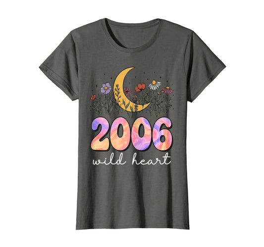 2006 Wild Heart 20Th Birthday Boho T-Shirt - Fun Novelty Design for Adults - T-Shirt, Sweatshirt, Hoodie