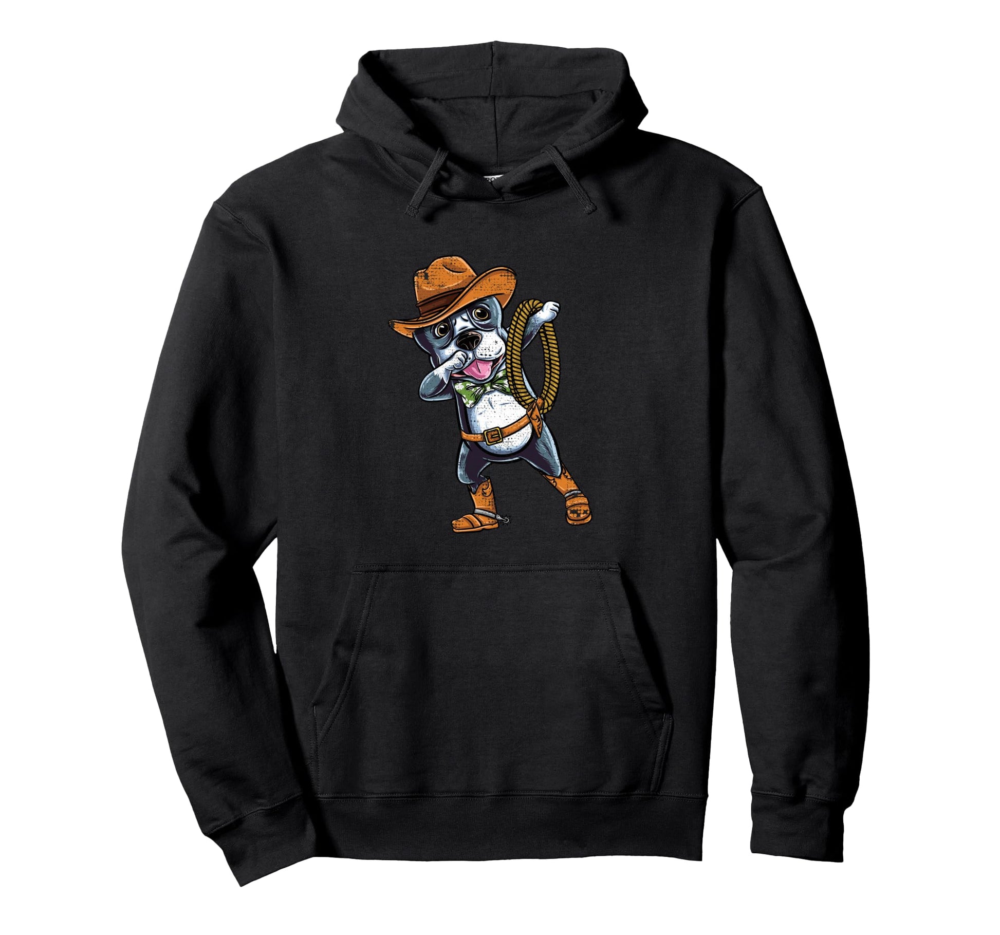 Dabbing Cowboy Boston Terrier Hoodie - Casual Everyday Wear Unisex - T-Shirt, Sweatshirt, Hoodie