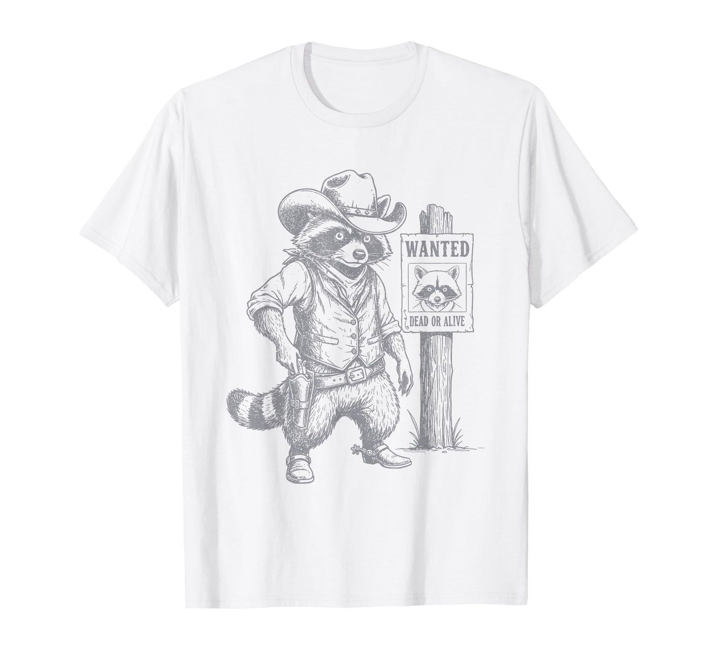 Raccoon Cowboy Western Outlaw T-Shirt - Graphic Print for Adults - T-Shirt, Sweatshirt, Hoodie