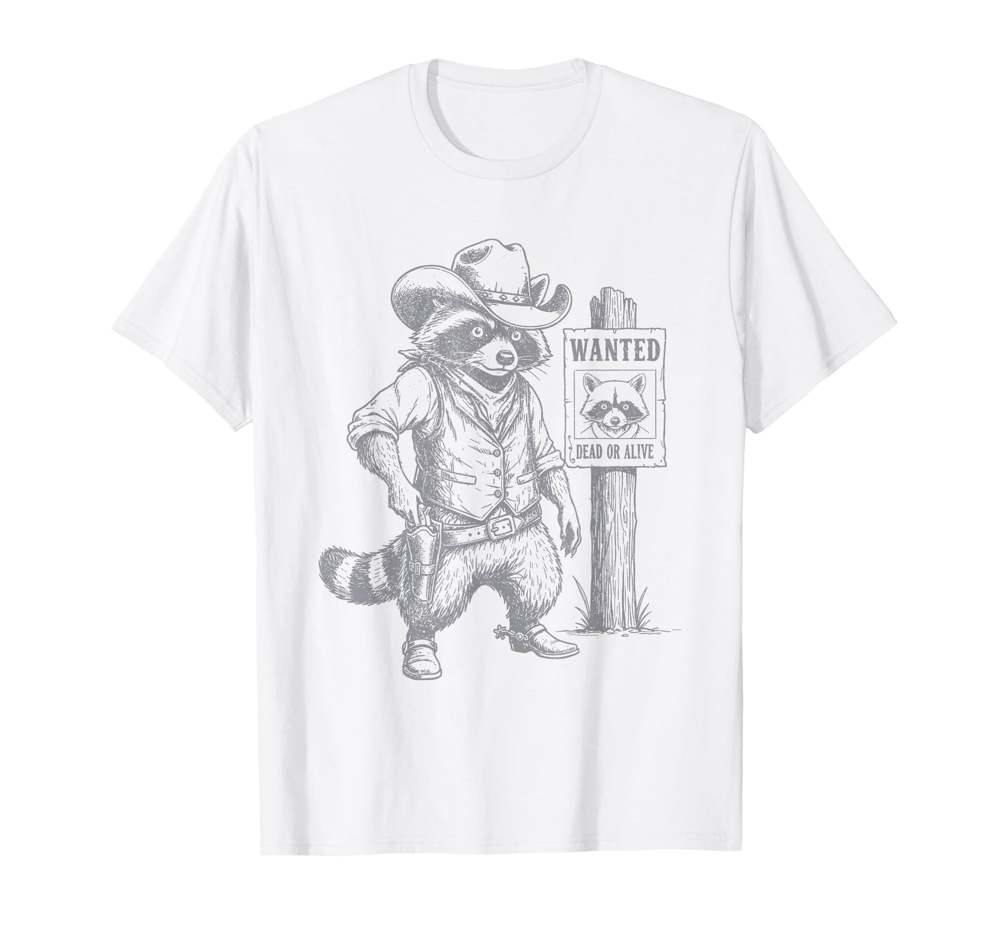 Raccoon Cowboy Western Outlaw T-Shirt - Graphic Print for Adults - T-Shirt, Sweatshirt, Hoodie