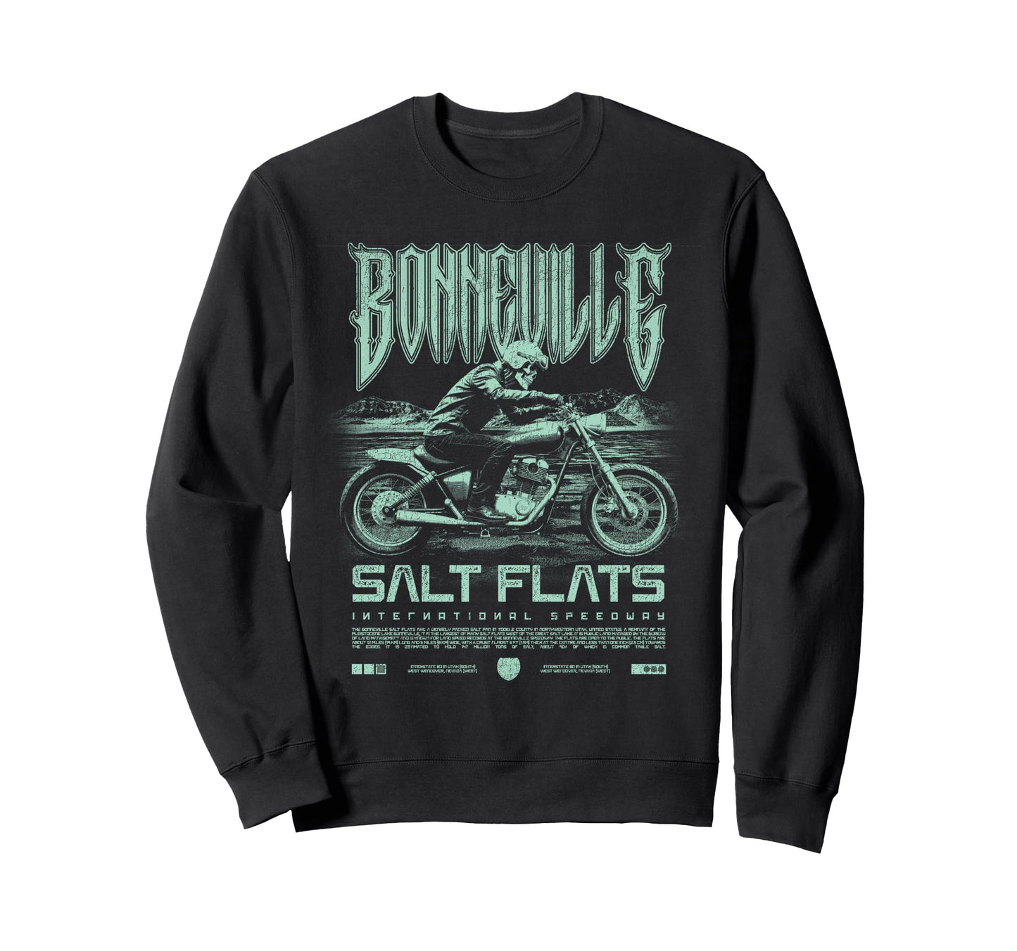 Bonneville Salt Flats Motorcycle Sweatshirt - Custom Art Print Men Women - T-Shirt, Sweatshirt, Hoodie