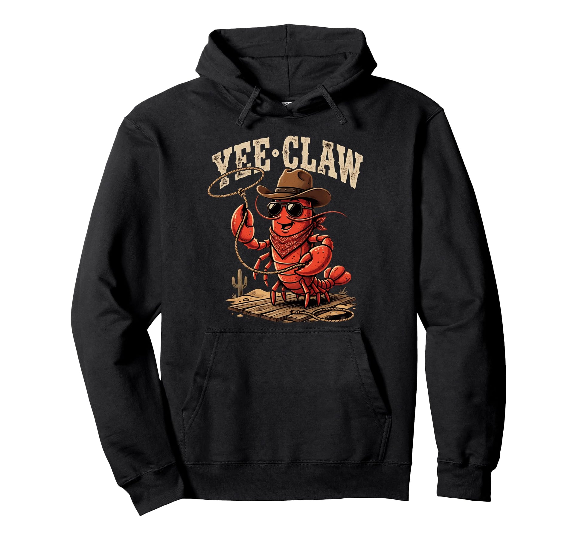 Yee Claw Funny Crawfish Cowboy Cajun Hoodie - Unique Graphic for Adults - T-Shirt, Sweatshirt, Hoodie
