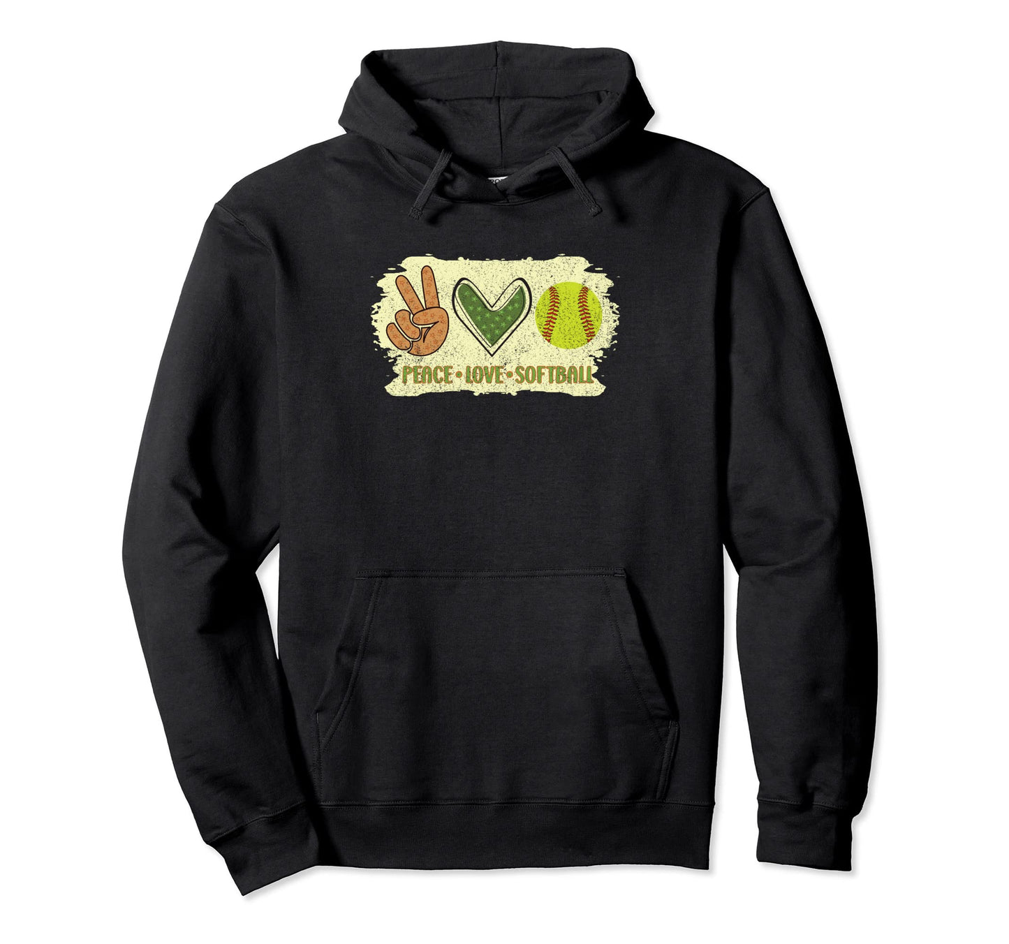 Peace Love Softball Hoodie - Minimalist Print Unisex - T-Shirt, Sweatshirt, Hoodie