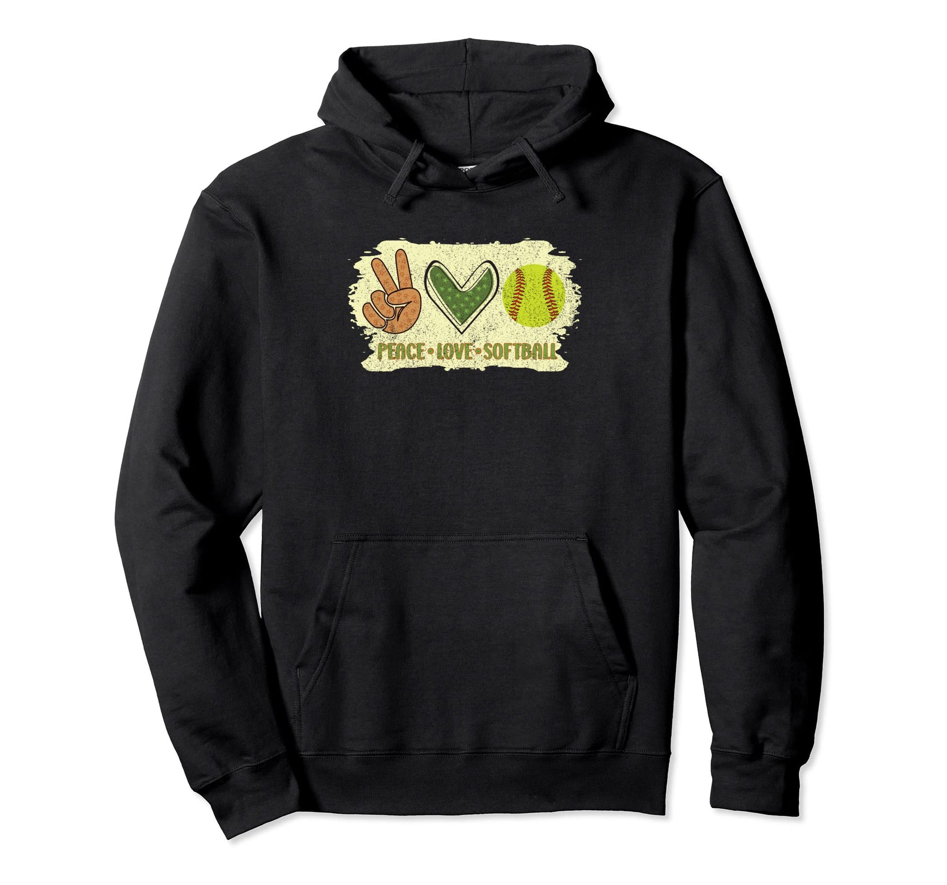 Peace Love Softball Hoodie - Minimalist Print Unisex - T-Shirt, Sweatshirt, Hoodie