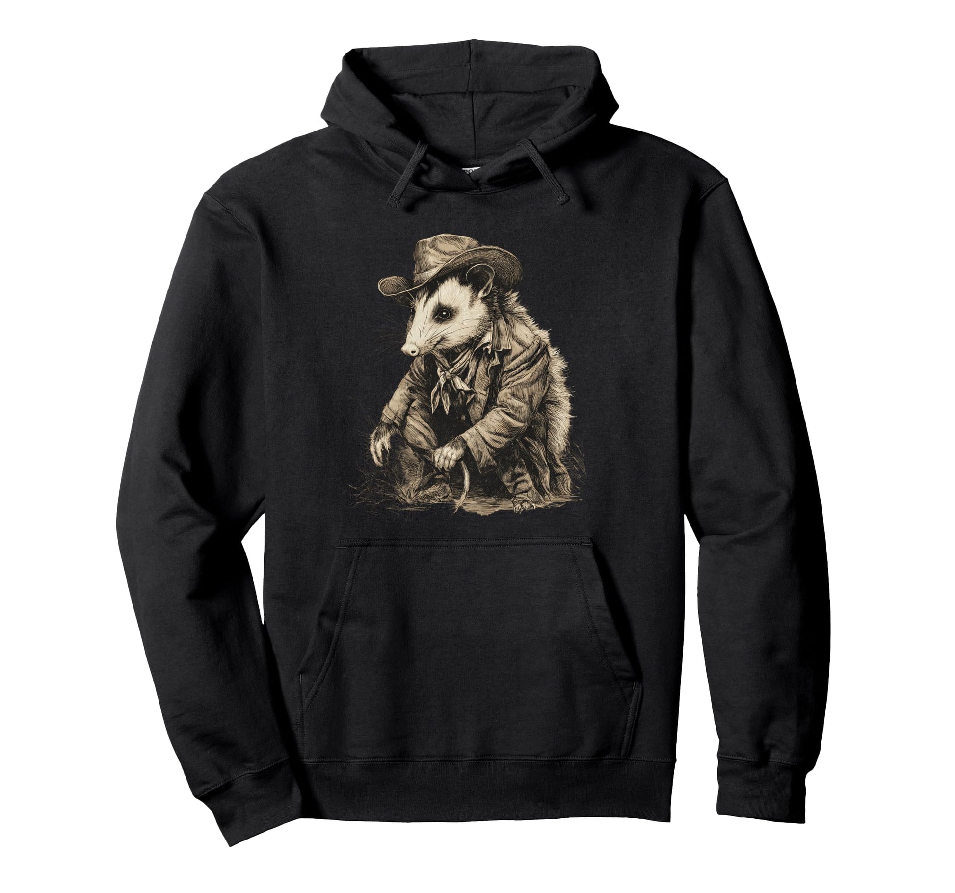 Opossum Cowboy Rodeo Cowgirl Western Hoodie - Custom Art Print Men Women - T-Shirt, Sweatshirt, Hoodie