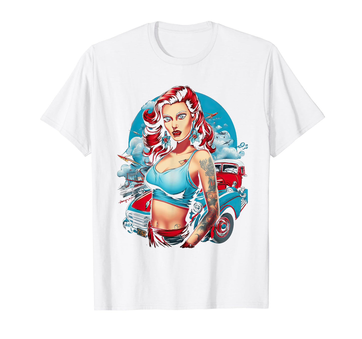 Pinup Pin Up T-Shirt - Custom Art Print Men Women - T-Shirt, Sweatshirt, Hoodie