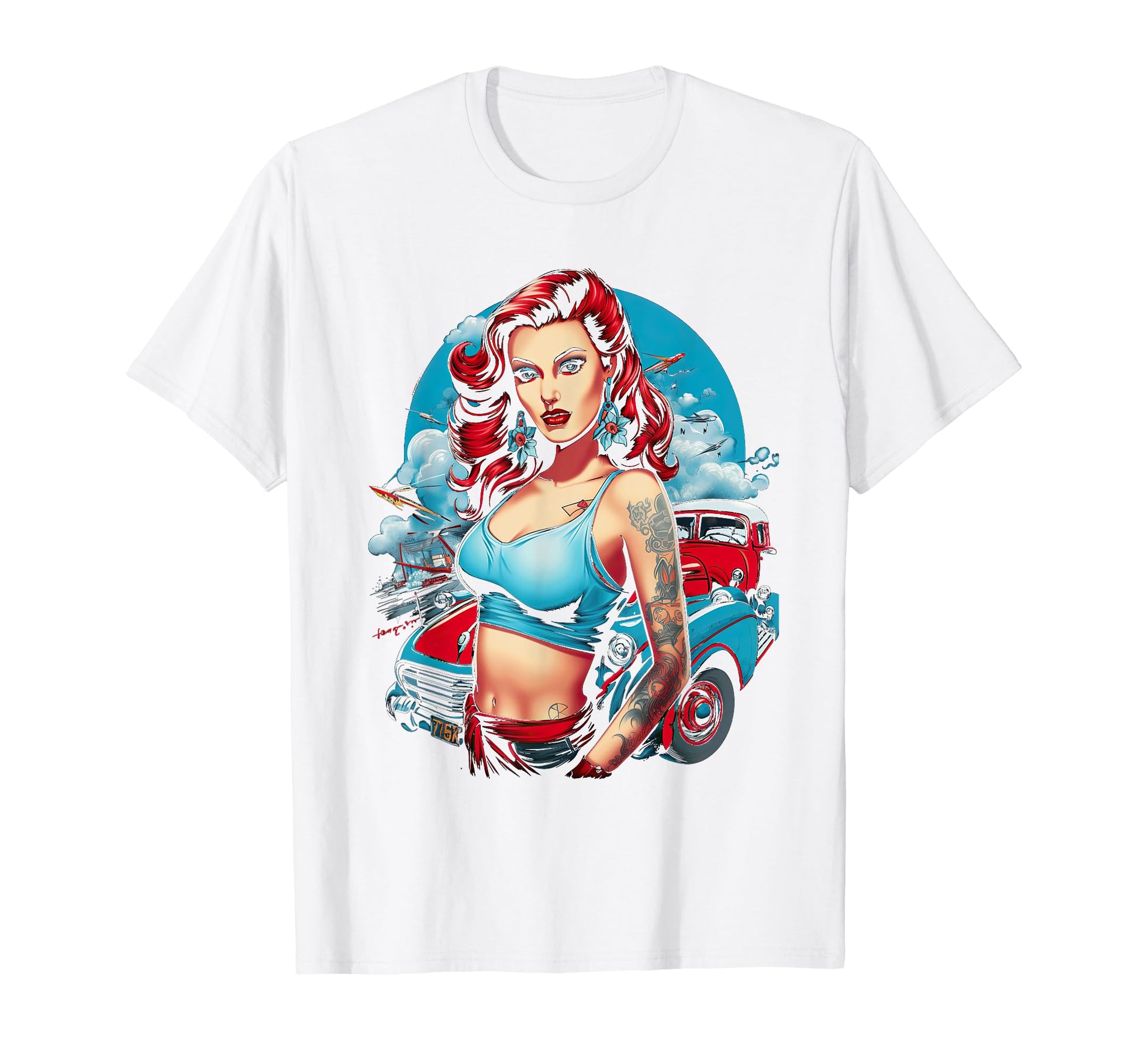Pinup Pin Up T-Shirt - Custom Art Print Men Women - T-Shirt, Sweatshirt, Hoodie